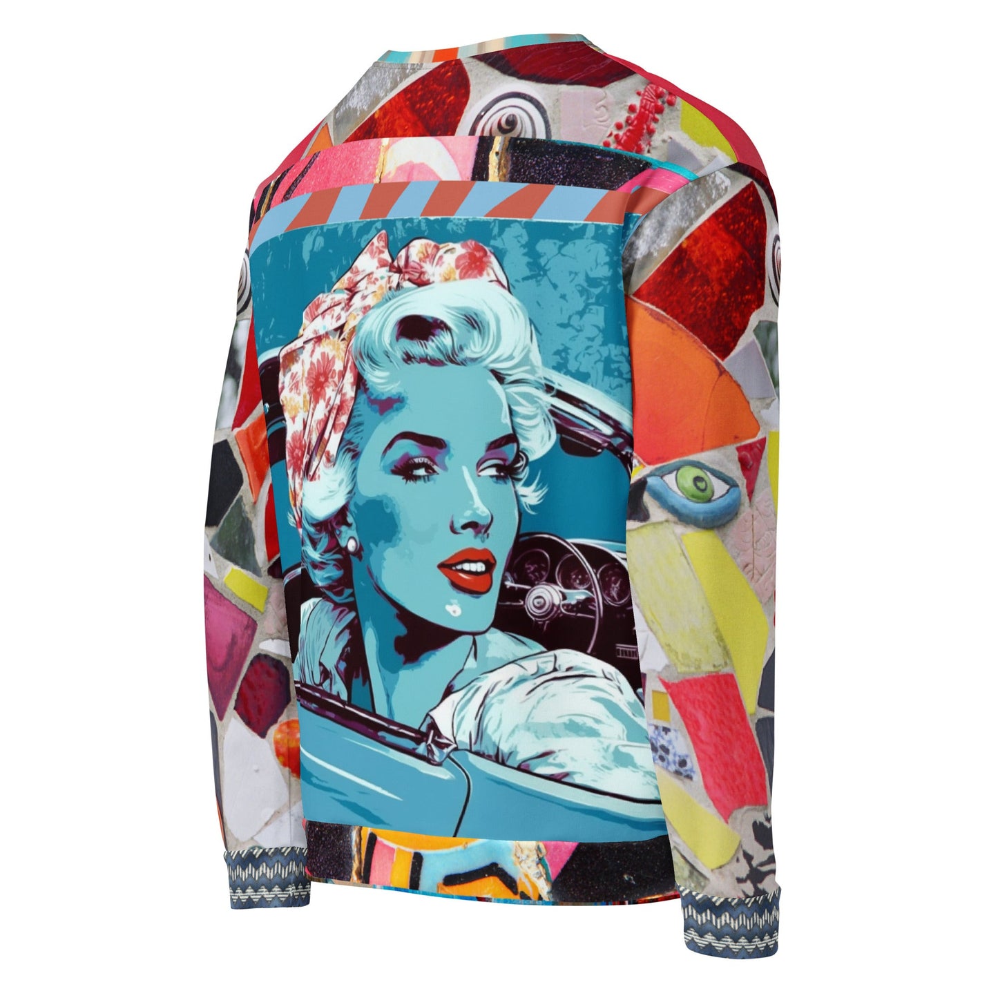 Girl on Blue Highway Retro Print Summer Weight Eco-Poly Unisex Sweatshirt