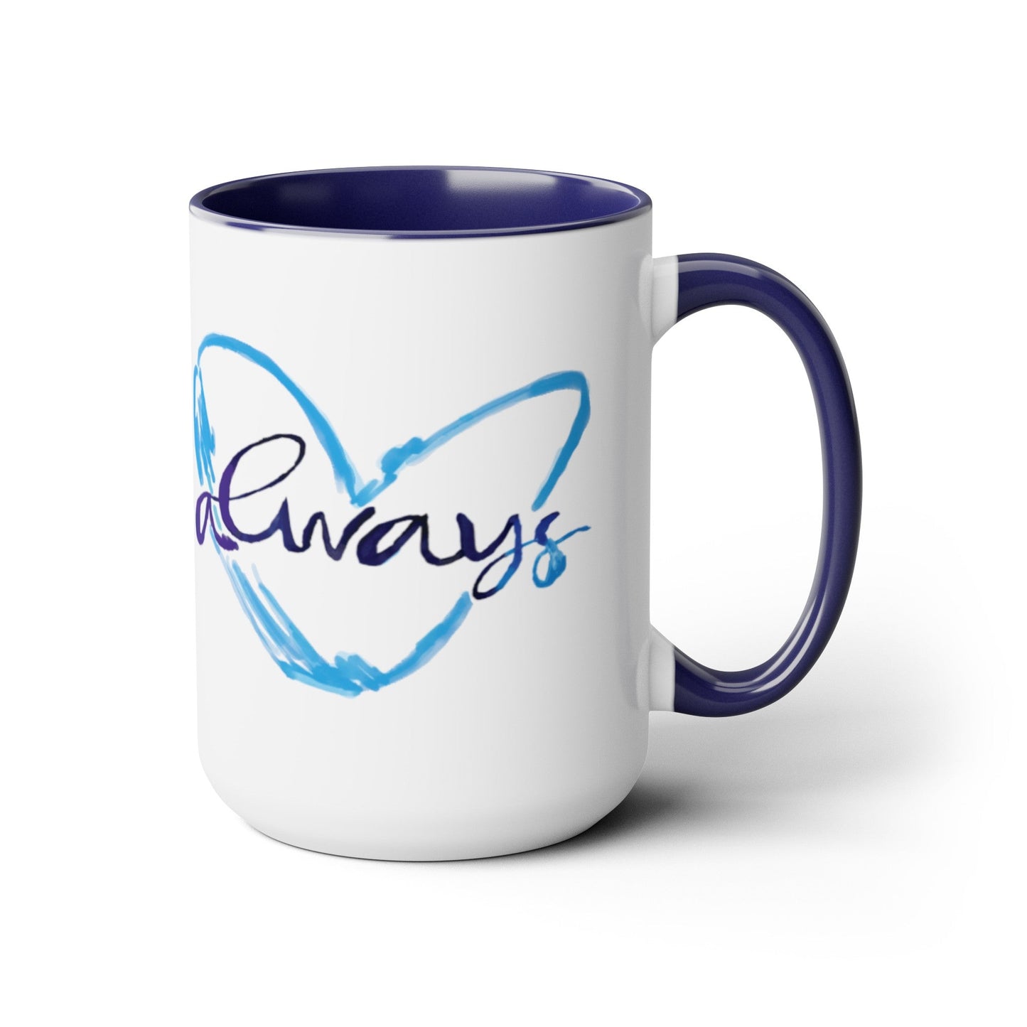 Always Heart Two-Tone Coffee Mugs, 15oz