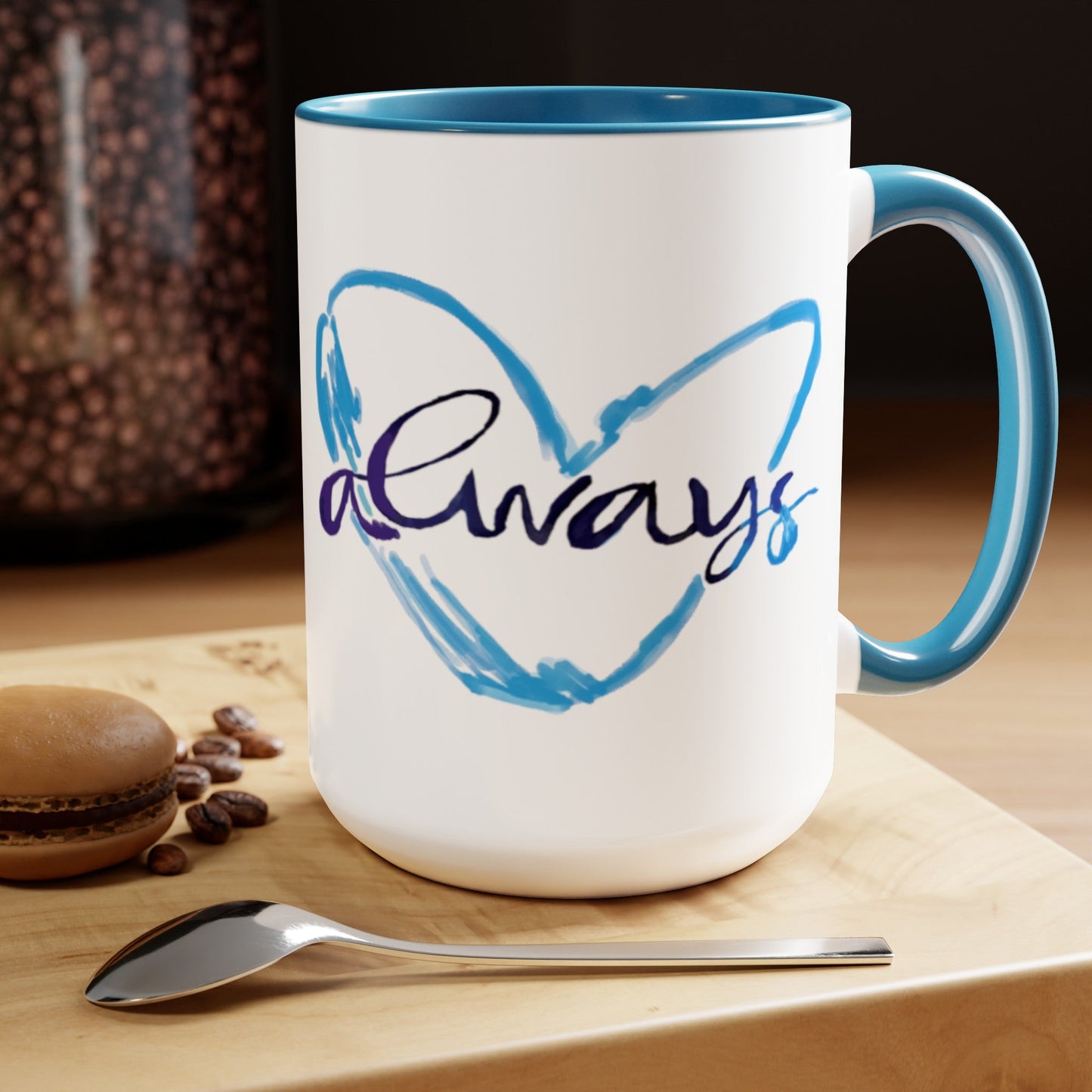 Always Heart Two-Tone Coffee Mugs, 15oz