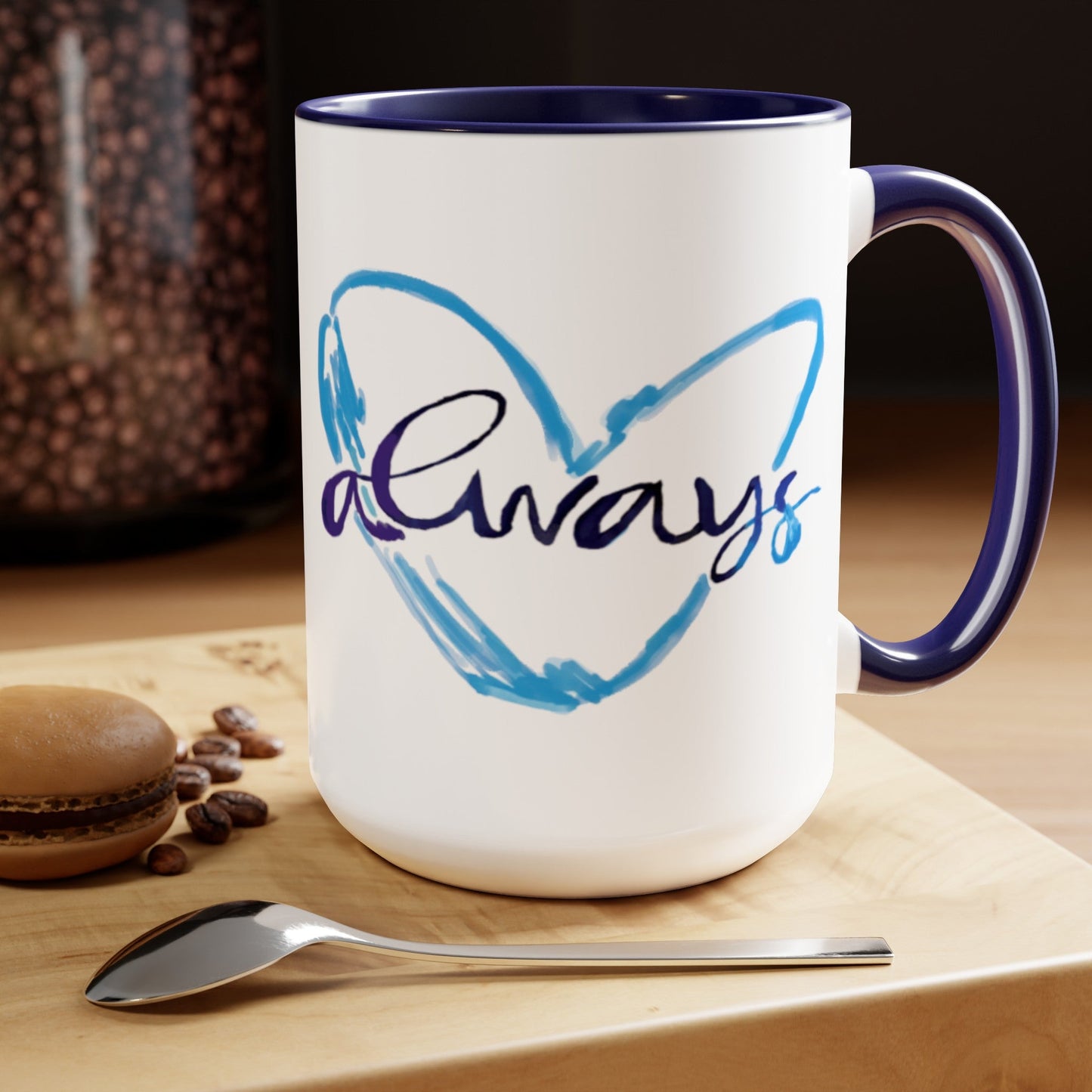 Always Heart Two-Tone Coffee Mugs, 15oz