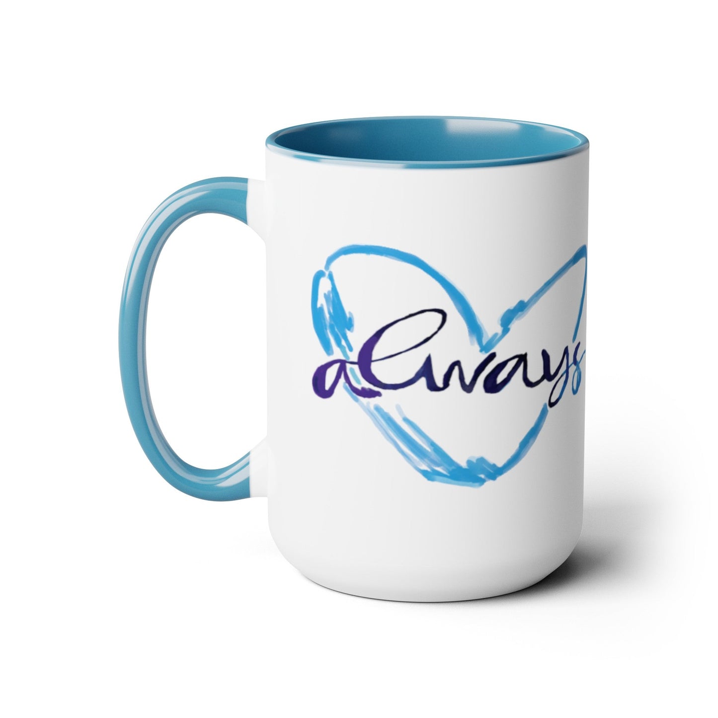 Always Heart Two-Tone Coffee Mugs, 15oz