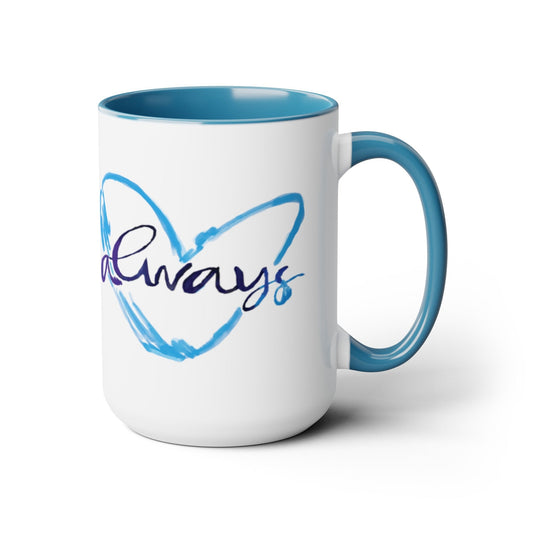 Always Heart Two-Tone Coffee Mugs, 15oz