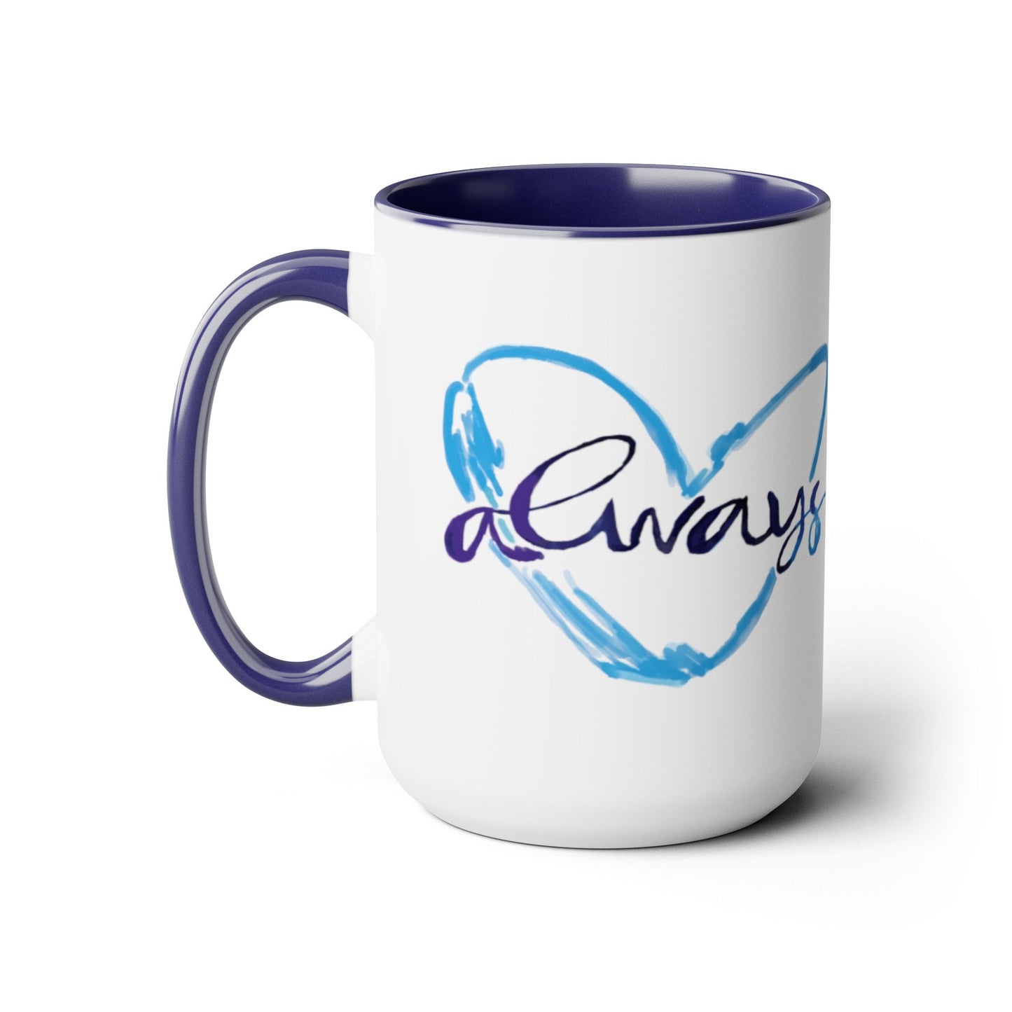 Always Heart Two-Tone Coffee Mugs, 15oz