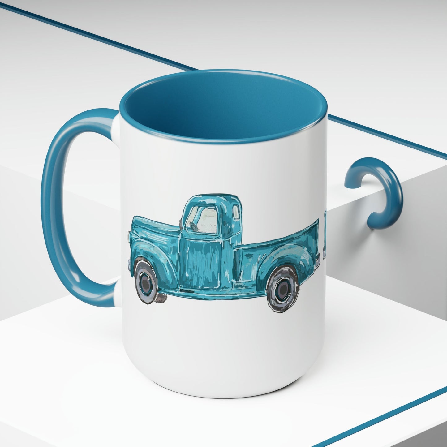 Antique Truck Two-Tone Coffee Mugs, 15oz