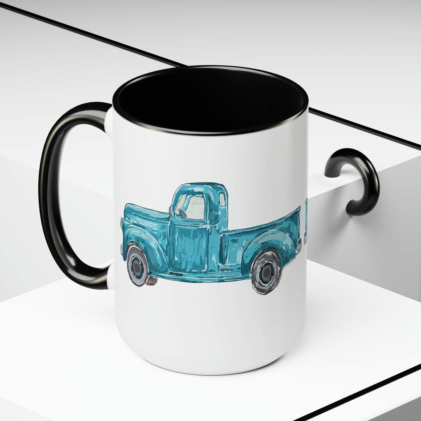 Antique Truck Two-Tone Coffee Mugs, 15oz