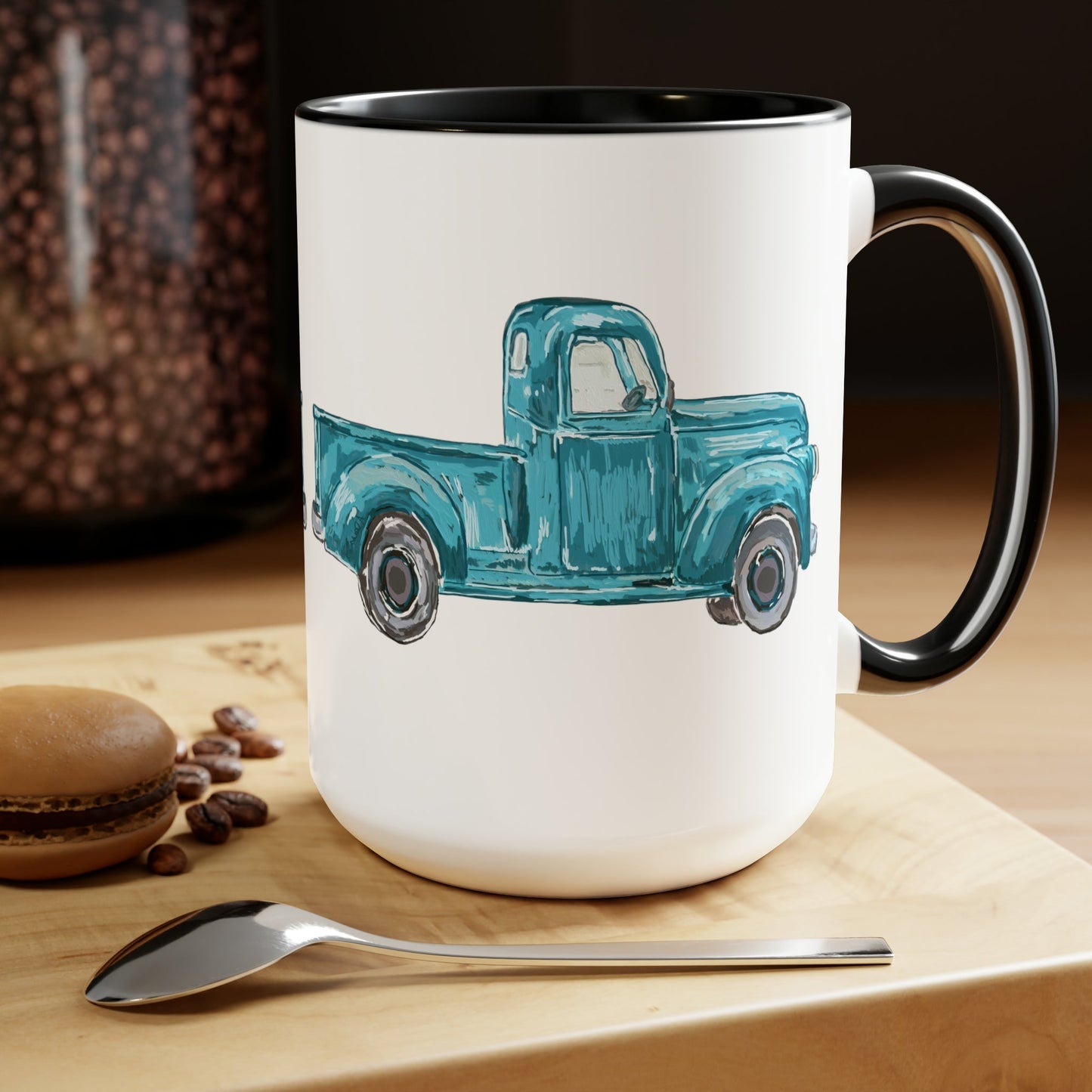 Antique Truck Two-Tone Coffee Mugs, 15oz