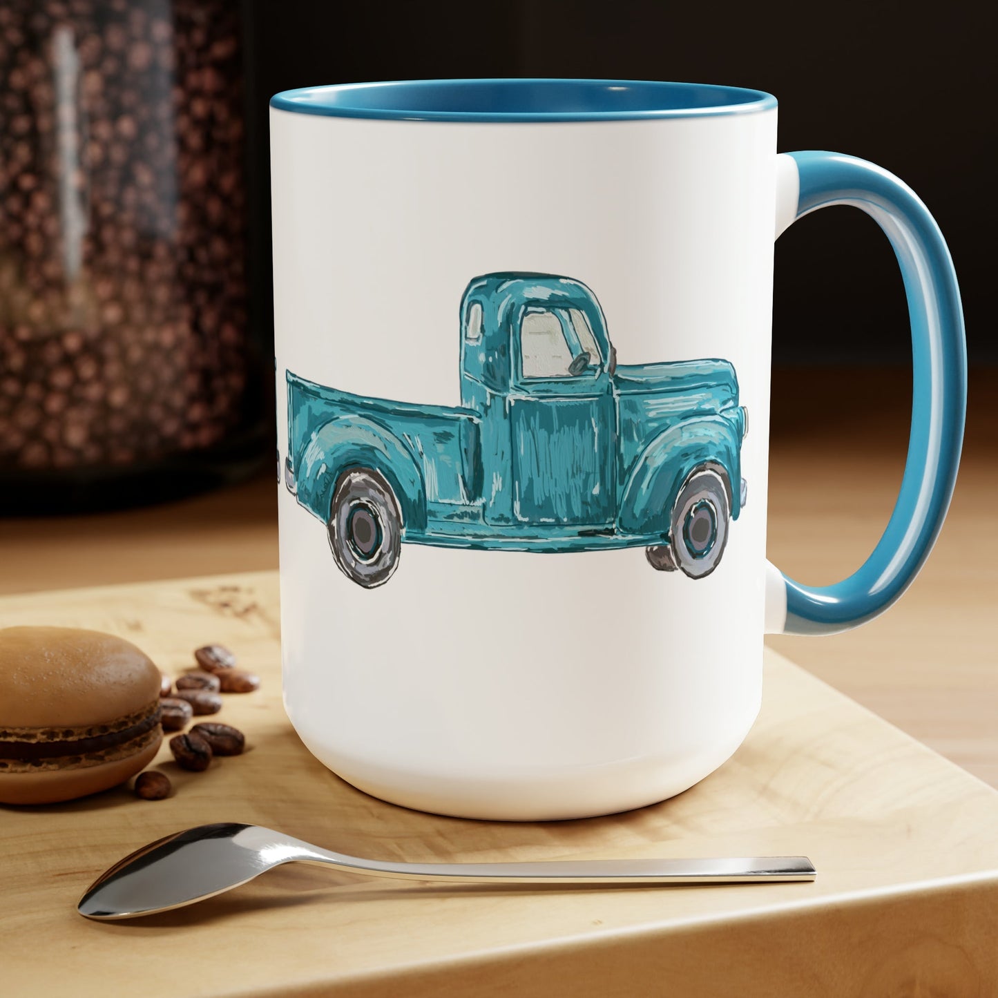 Antique Truck Two-Tone Coffee Mugs, 15oz