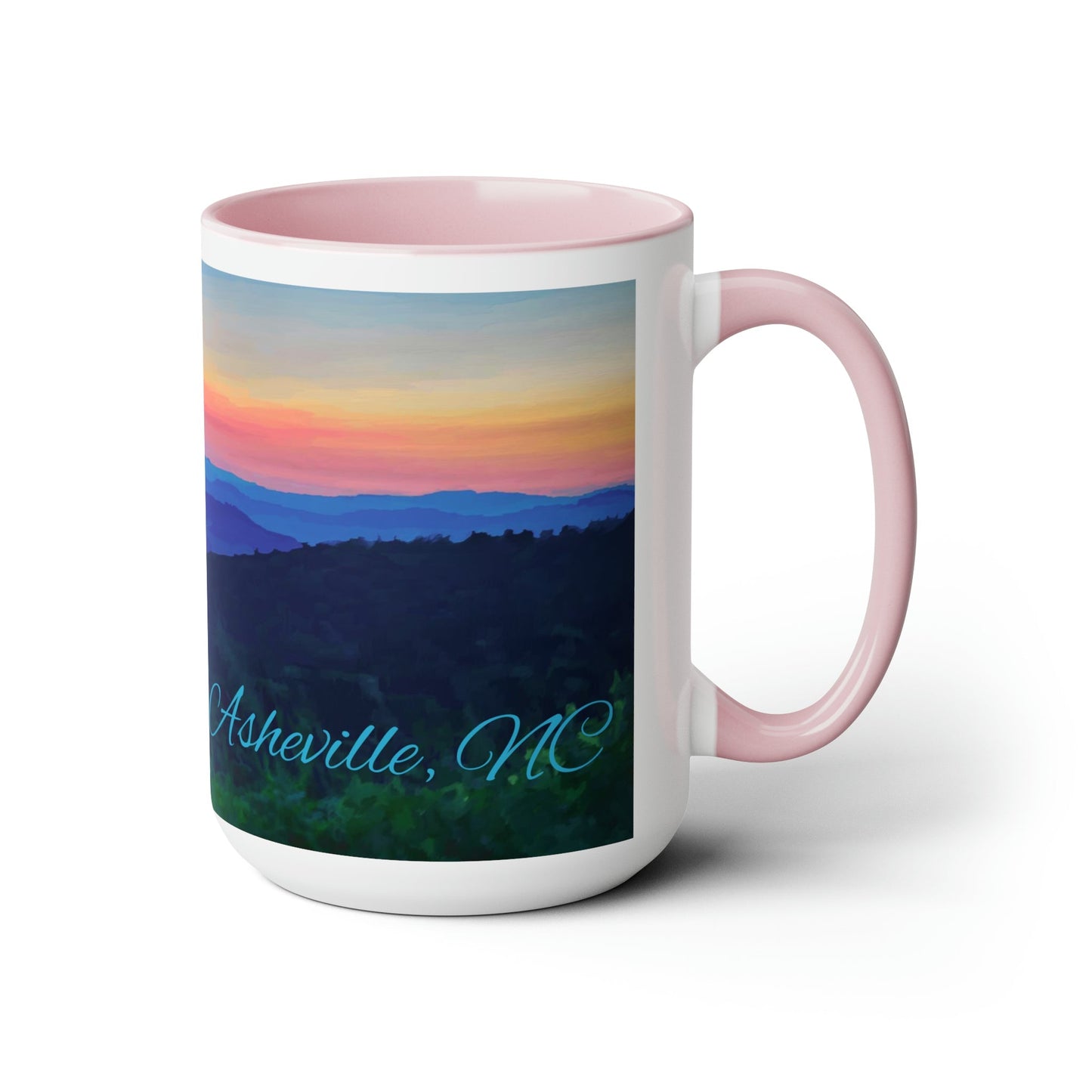 Asheville NC Two-Tone Coffee Mugs, 15oz