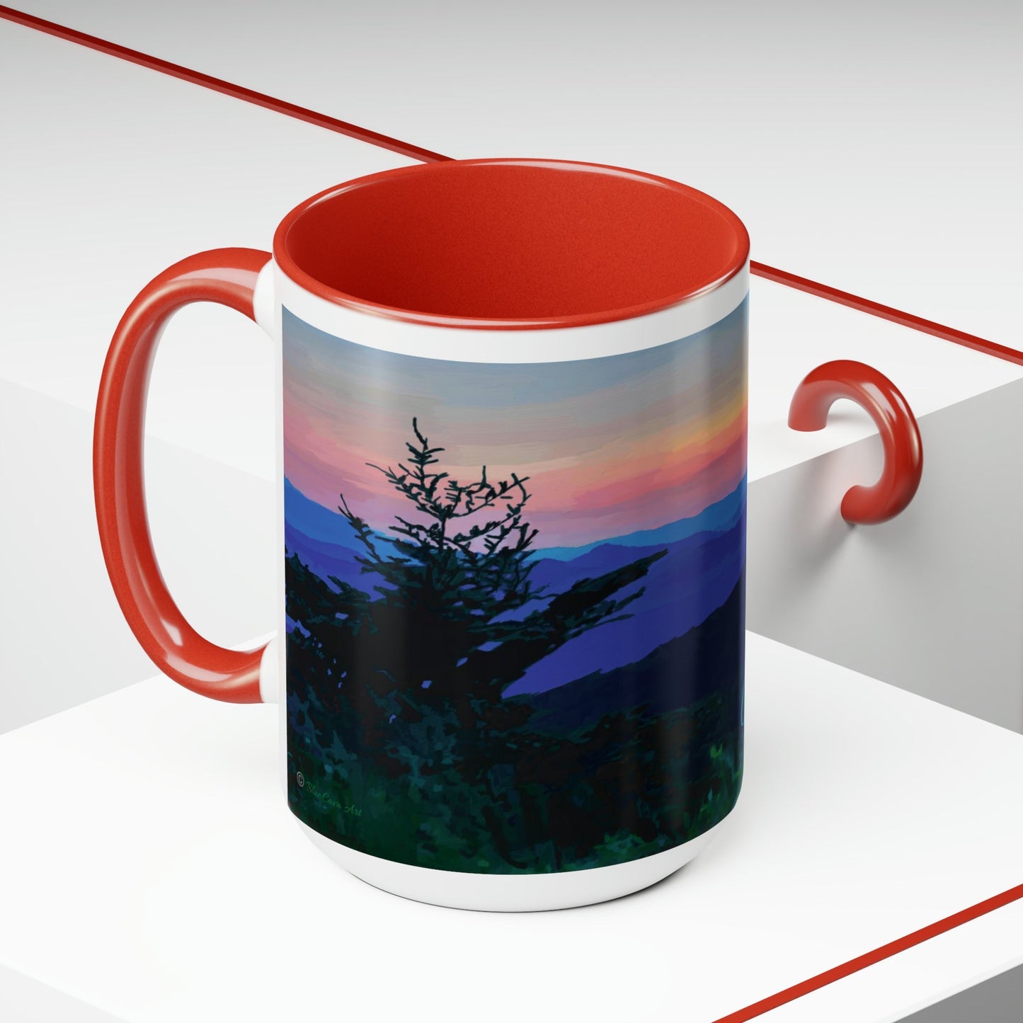 Asheville NC Two-Tone Coffee Mugs, 15oz