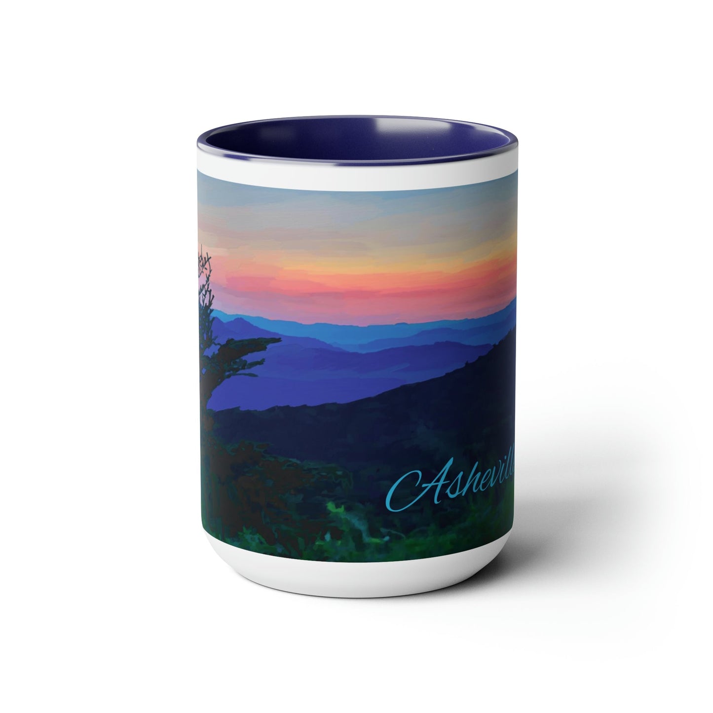 Asheville NC Two-Tone Coffee Mugs, 15oz