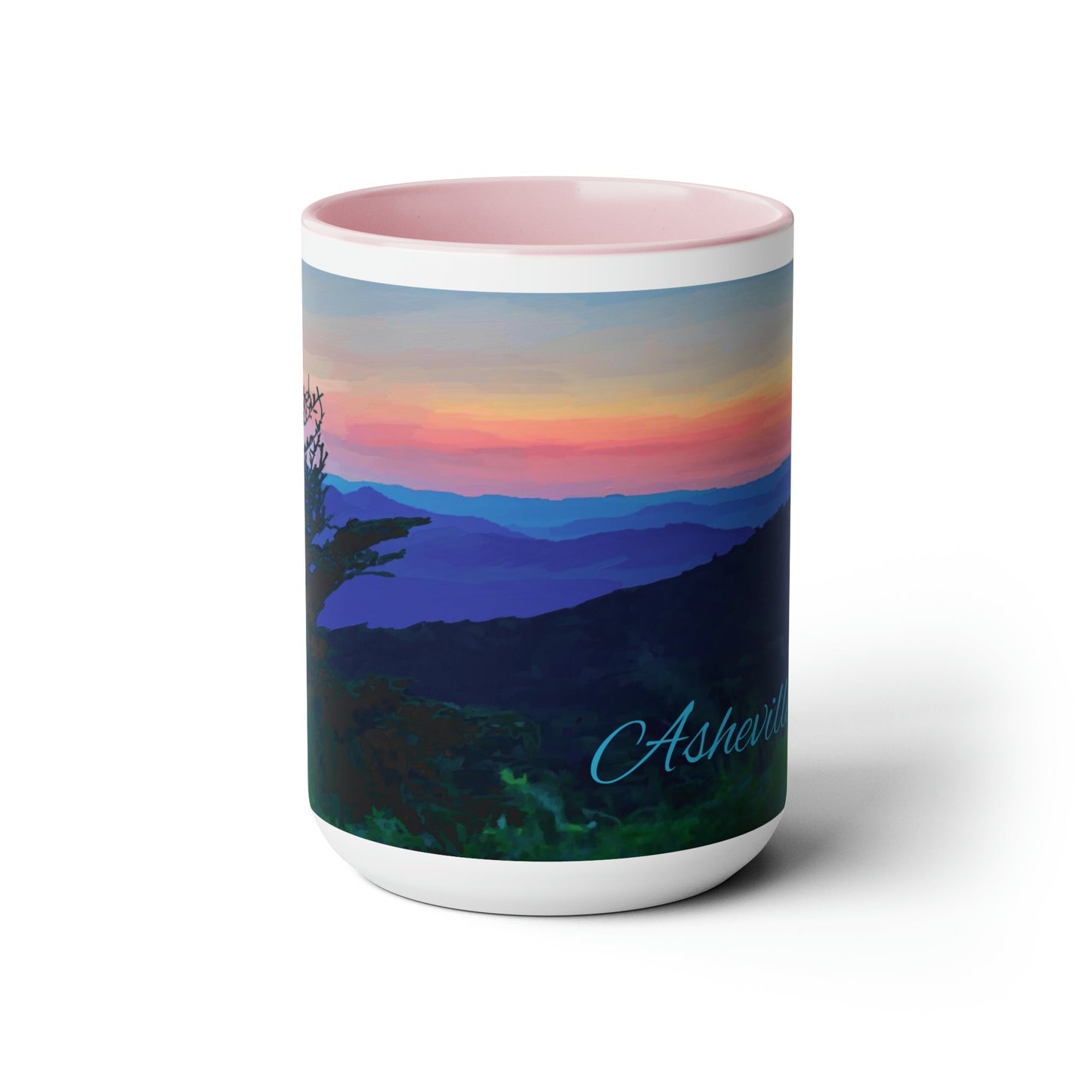 Asheville NC Two-Tone Coffee Mugs, 15oz