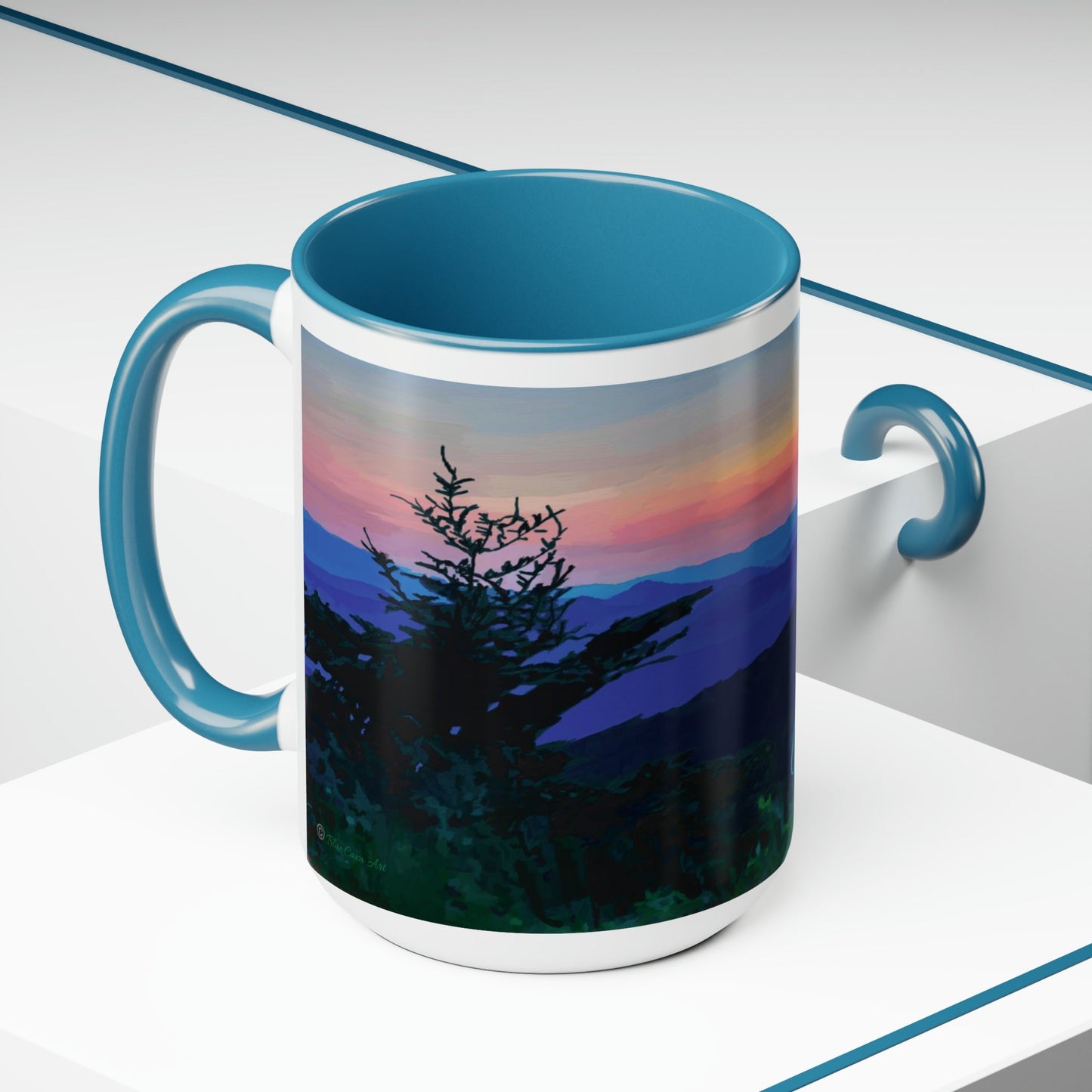 Asheville NC Two-Tone Coffee Mugs, 15oz