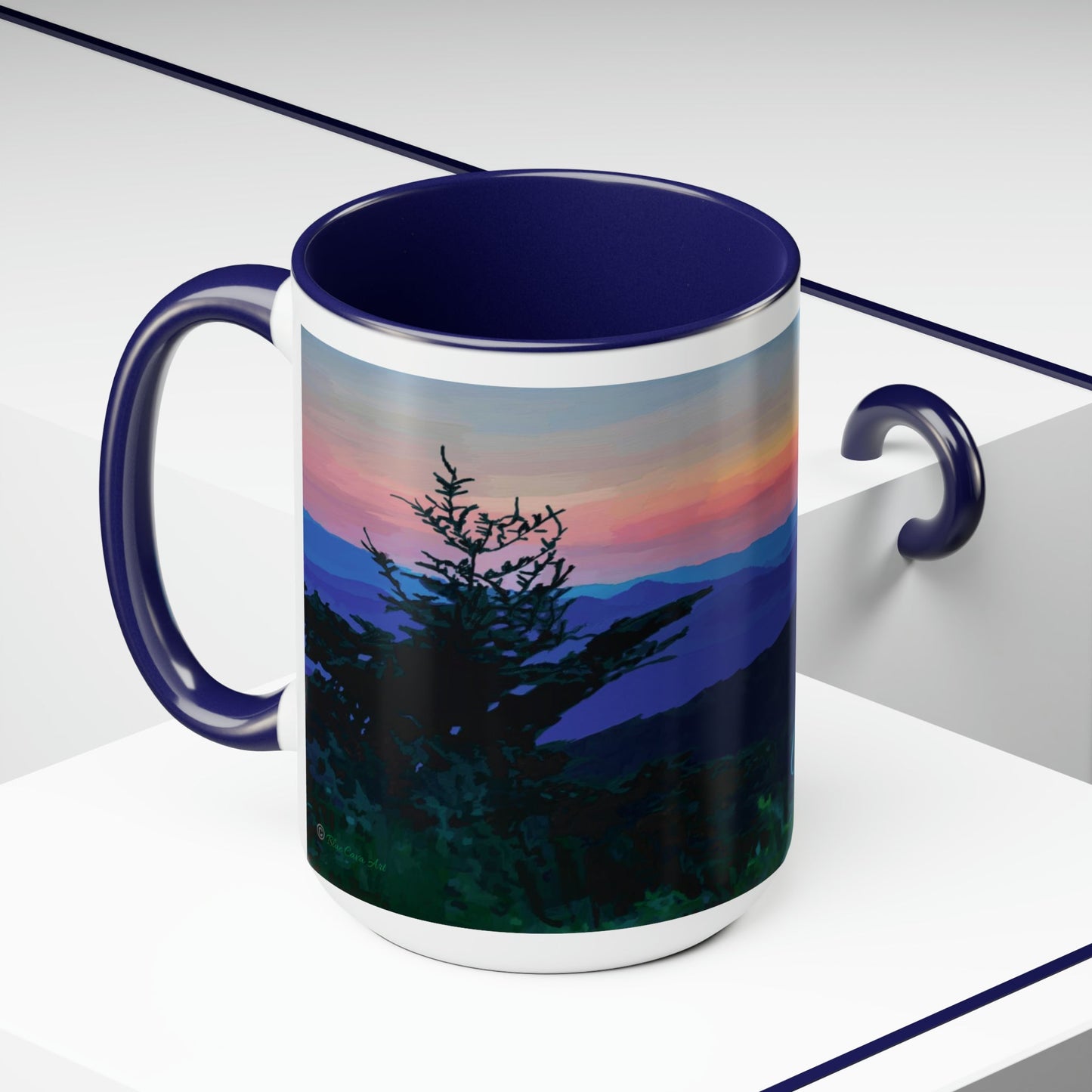 Asheville NC Two-Tone Coffee Mugs, 15oz