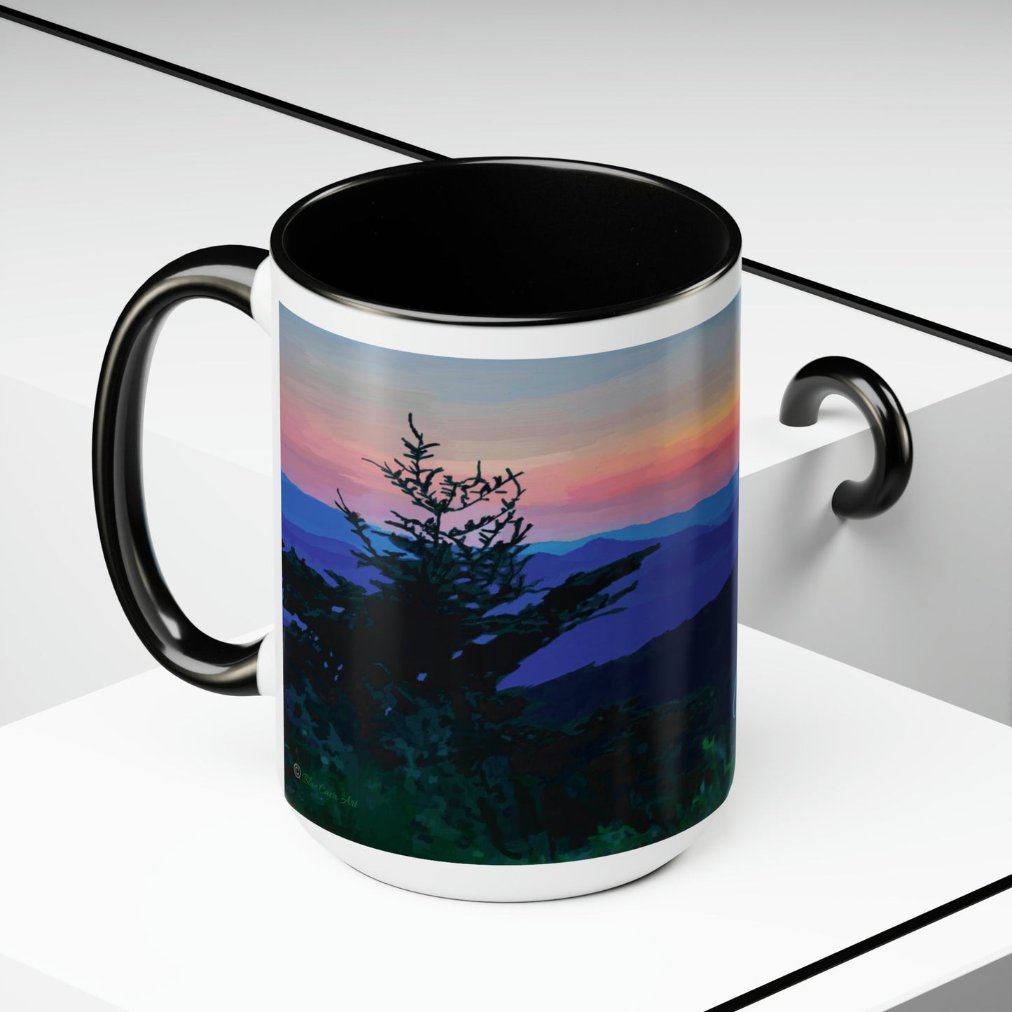 Asheville NC Two-Tone Coffee Mugs, 15oz