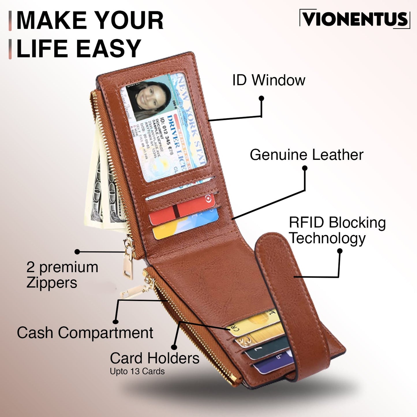 Women's AirTag Wallet : Deluxe Smart VN300