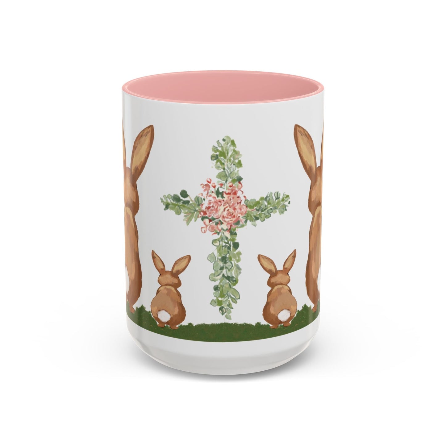 Bunny Love Easter Cross Accent Coffee Mug (11 oz & 15 oz)