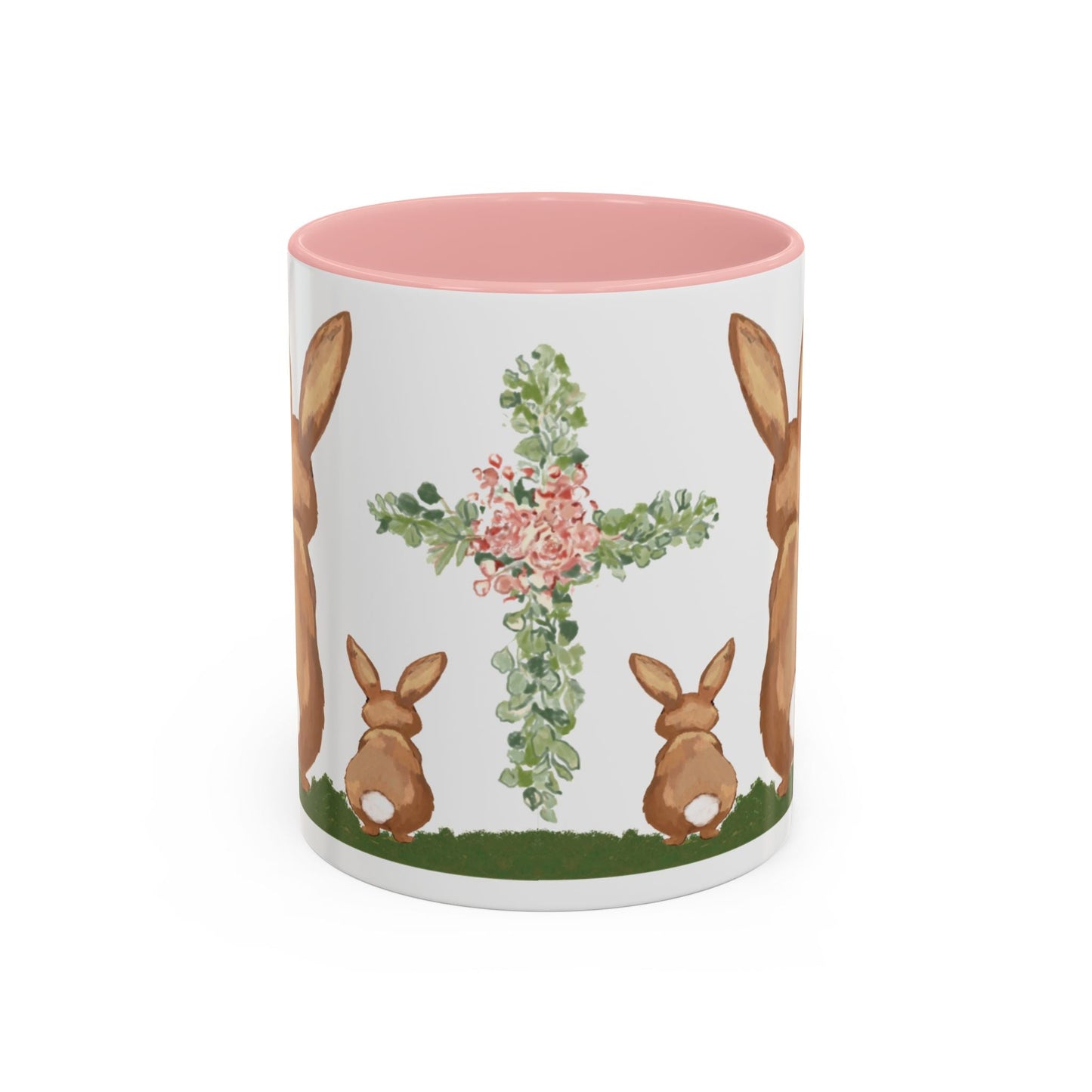 Bunny Love Easter Cross Accent Coffee Mug (11 oz & 15 oz)