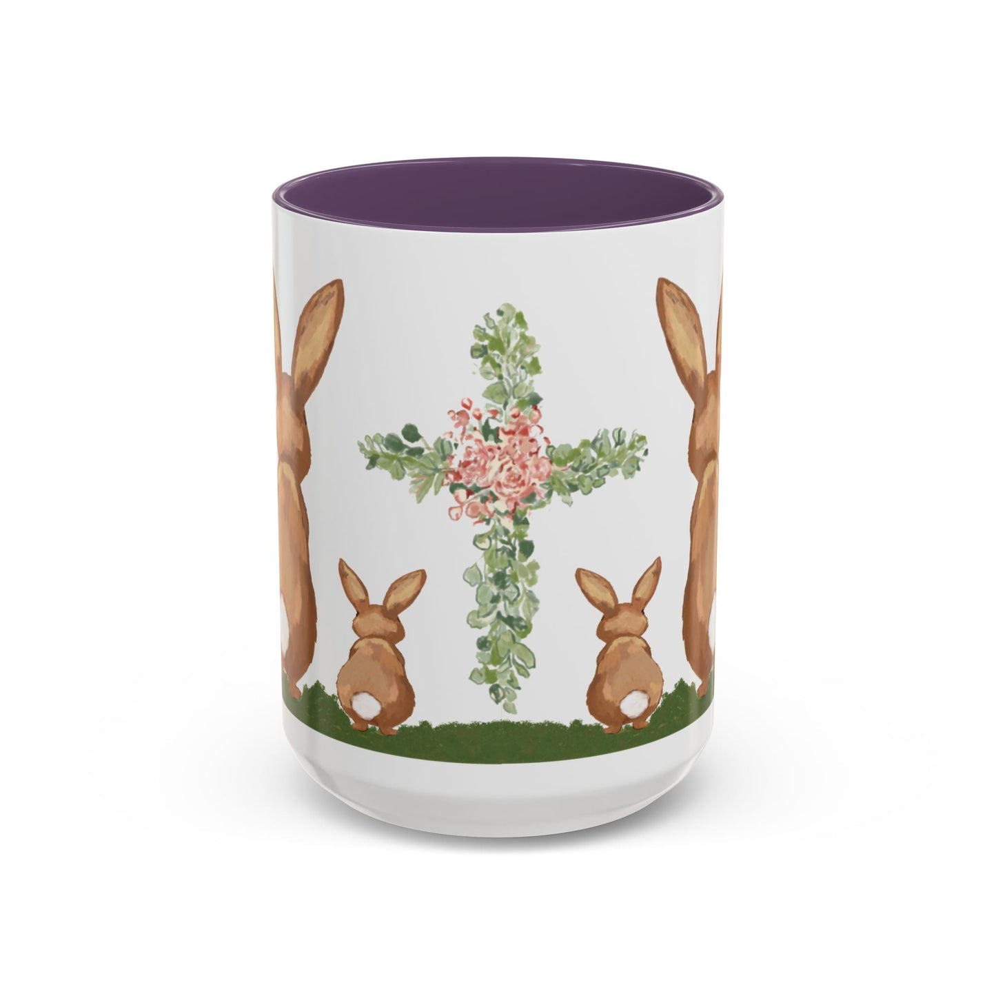 Bunny Love Easter Cross Accent Coffee Mug (11 oz & 15 oz)