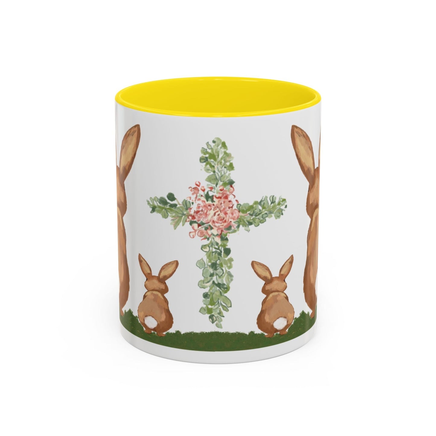 Bunny Love Easter Cross Accent Coffee Mug (11 oz & 15 oz)