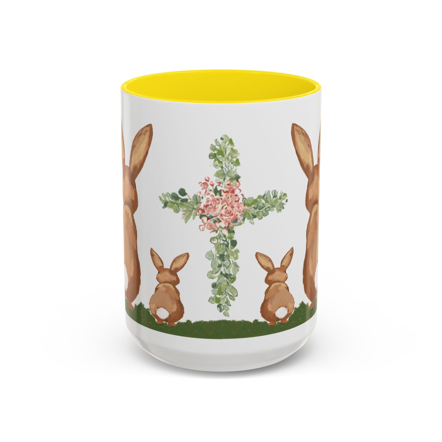 Bunny Love Easter Cross Accent Coffee Mug (11 oz & 15 oz)