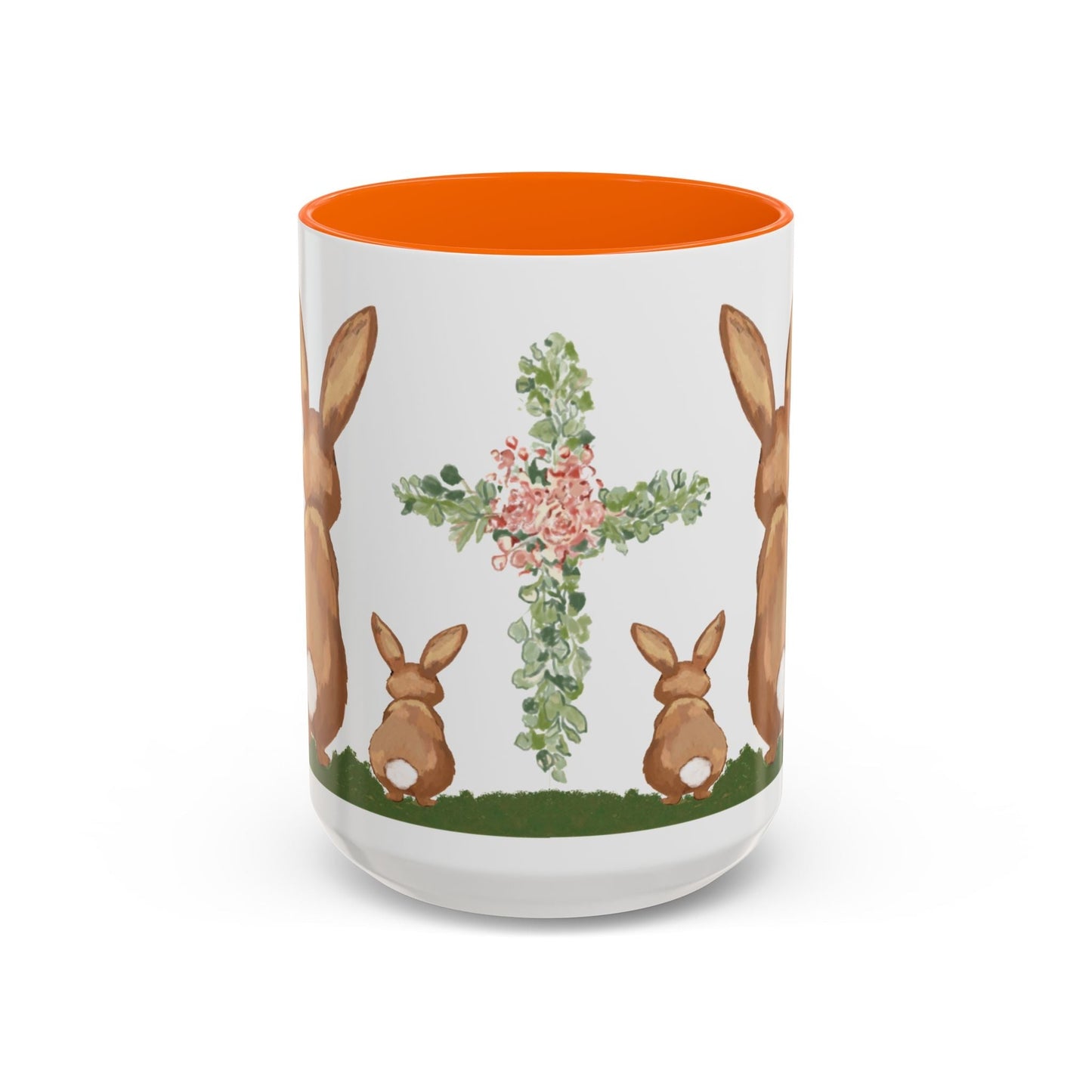 Bunny Love Easter Cross Accent Coffee Mug (11 oz & 15 oz)