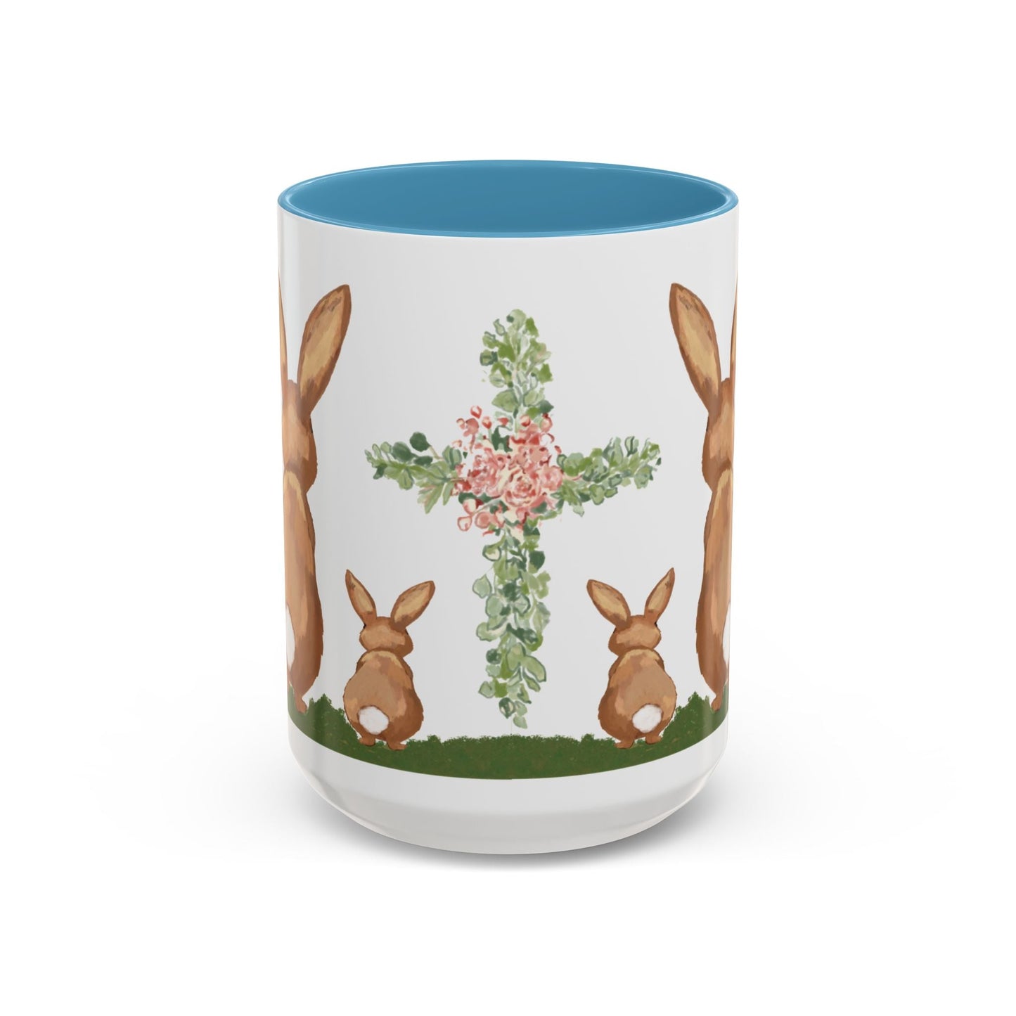 Bunny Love Easter Cross Accent Coffee Mug (11 oz & 15 oz)