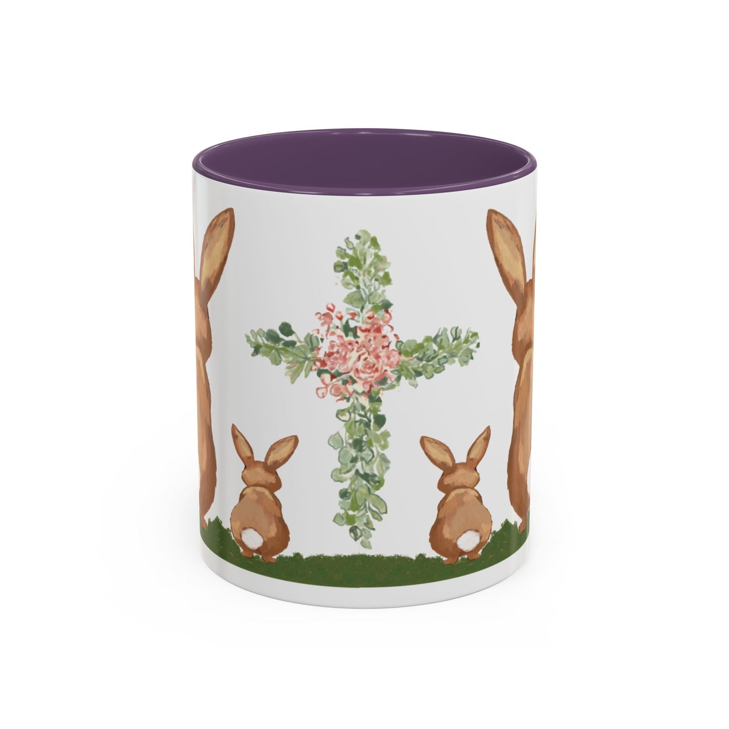 Bunny Love Easter Cross Accent Coffee Mug (11 oz & 15 oz)