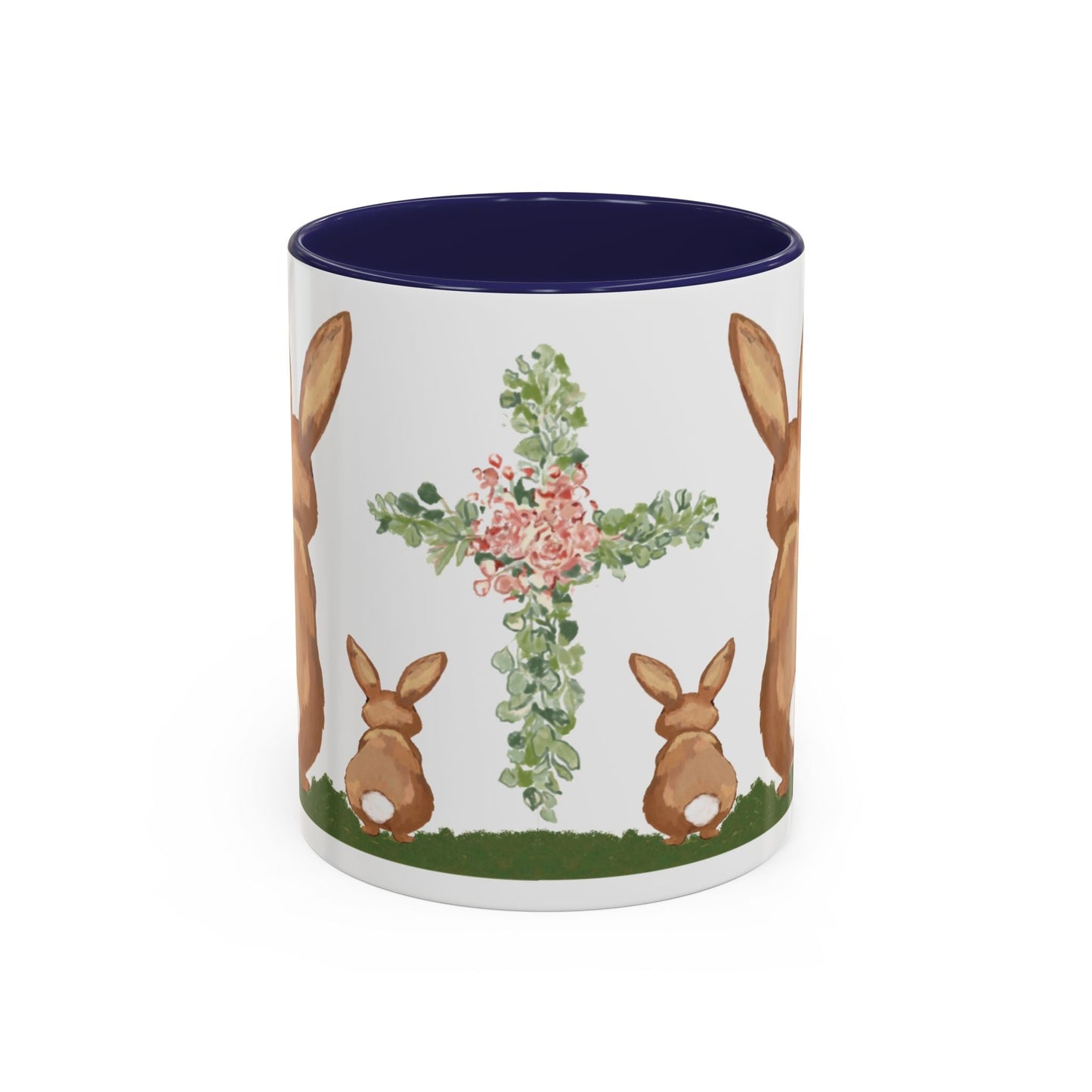 Bunny Love Easter Cross Accent Coffee Mug (11 oz & 15 oz)