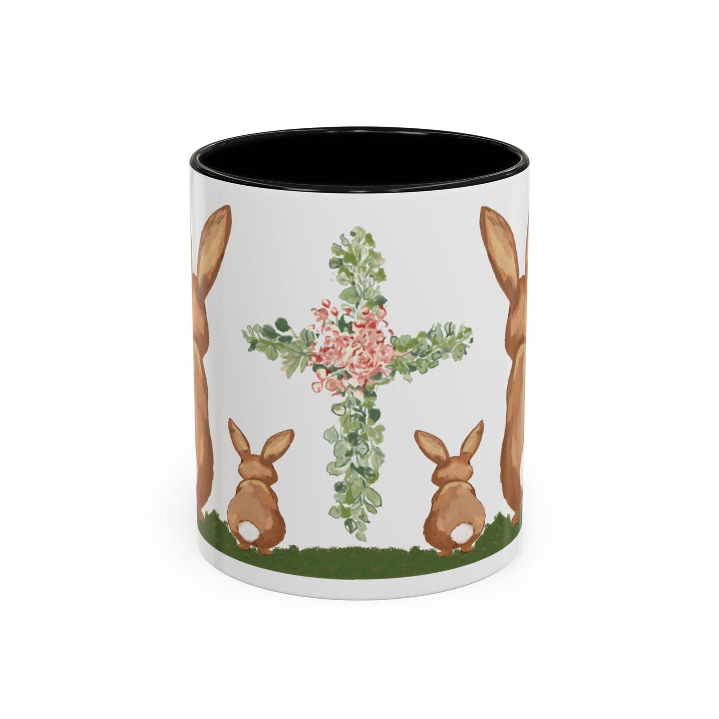 Bunny Love Easter Cross Accent Coffee Mug (11 oz & 15 oz)