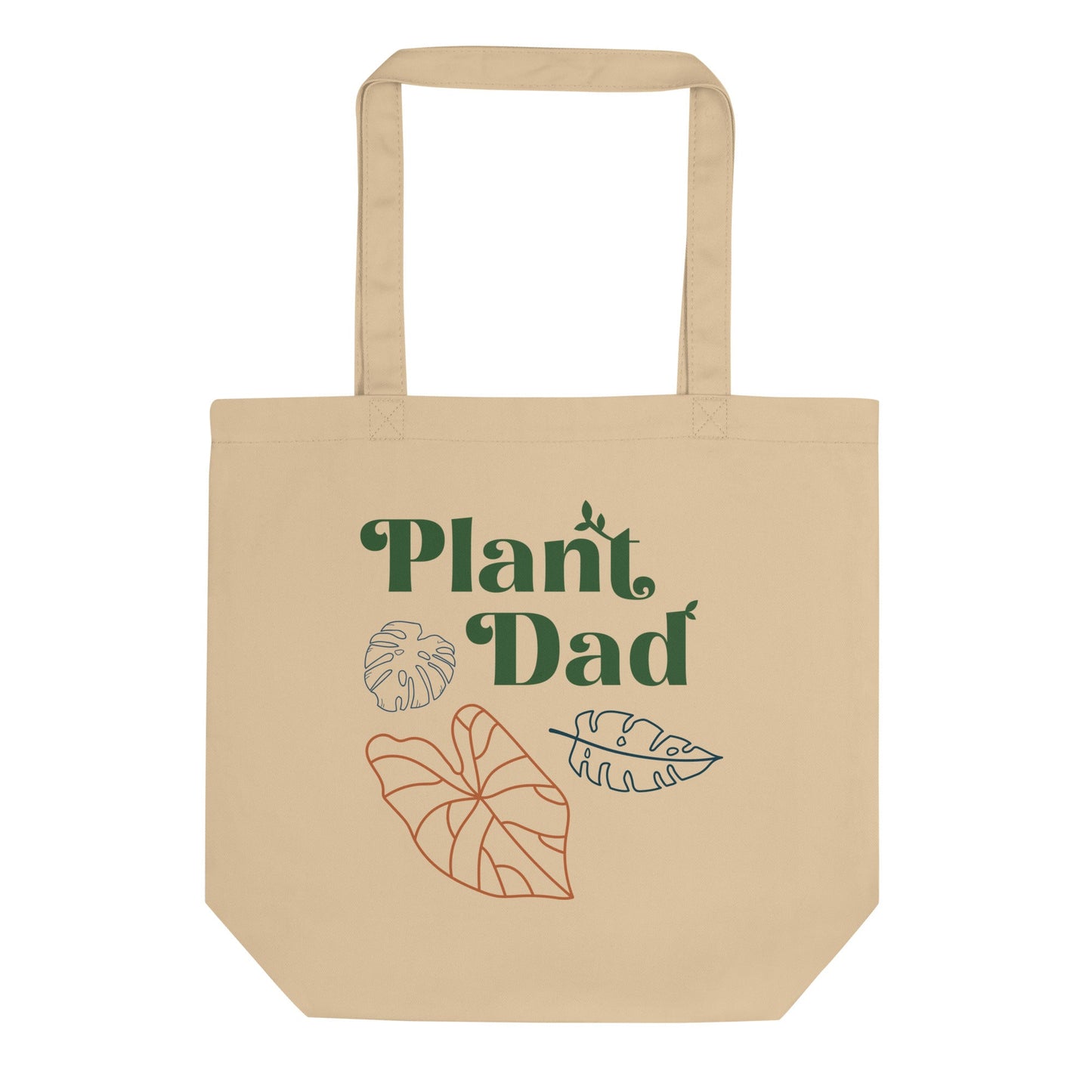 Plant Dad - Organic Cotton Tote Bag (green with tropical leaves)