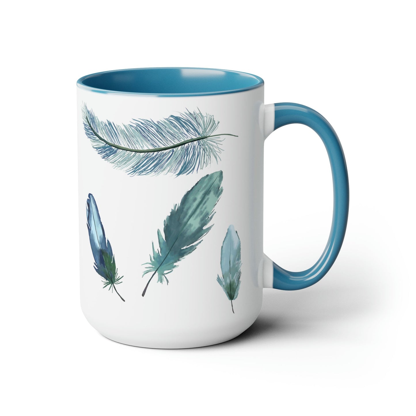 Feathers Two-Tone Coffee Mugs, 15oz