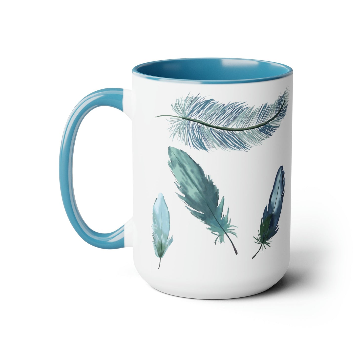 Feathers Two-Tone Coffee Mugs, 15oz