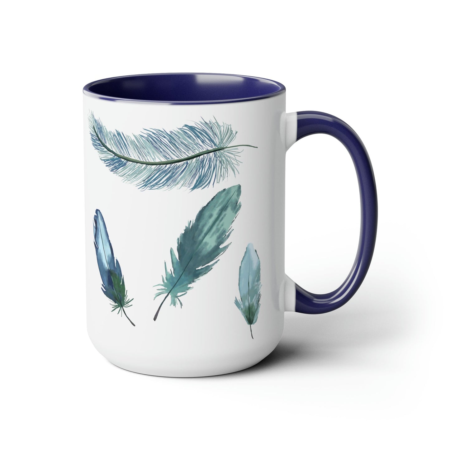 Feathers Two-Tone Coffee Mugs, 15oz