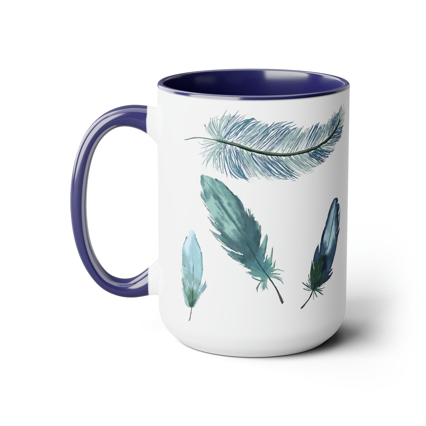 Feathers Two-Tone Coffee Mugs, 15oz