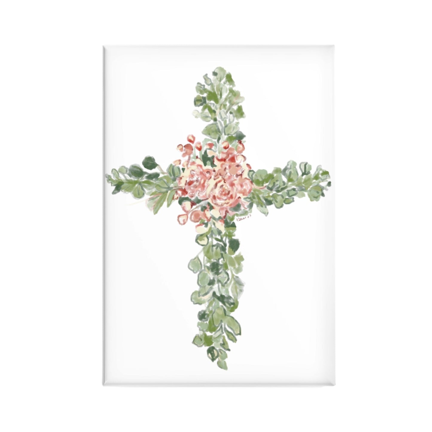 Floral Cross Magnet, Rectangle (1 & 10 pcs)