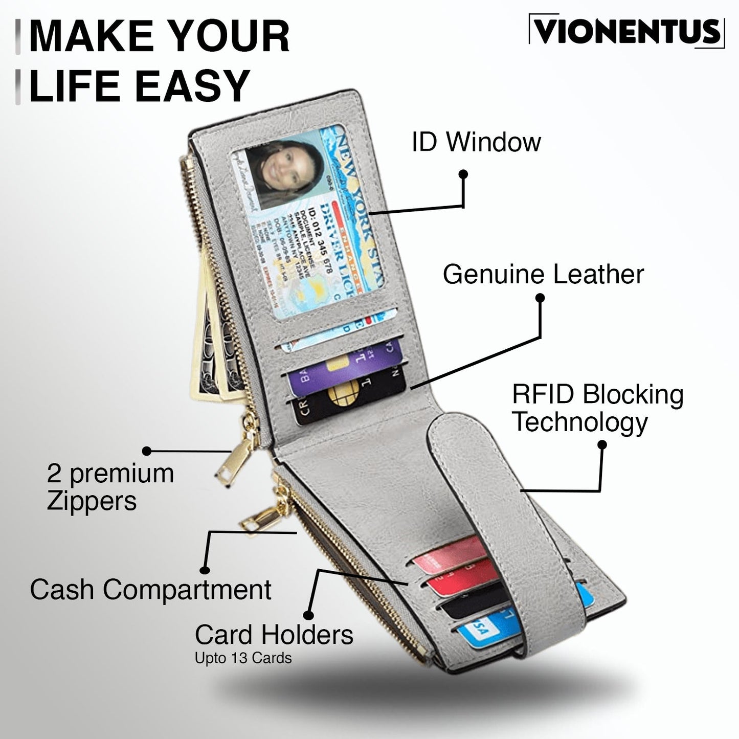 Women's AirTag Wallet : Deluxe Smart VN300