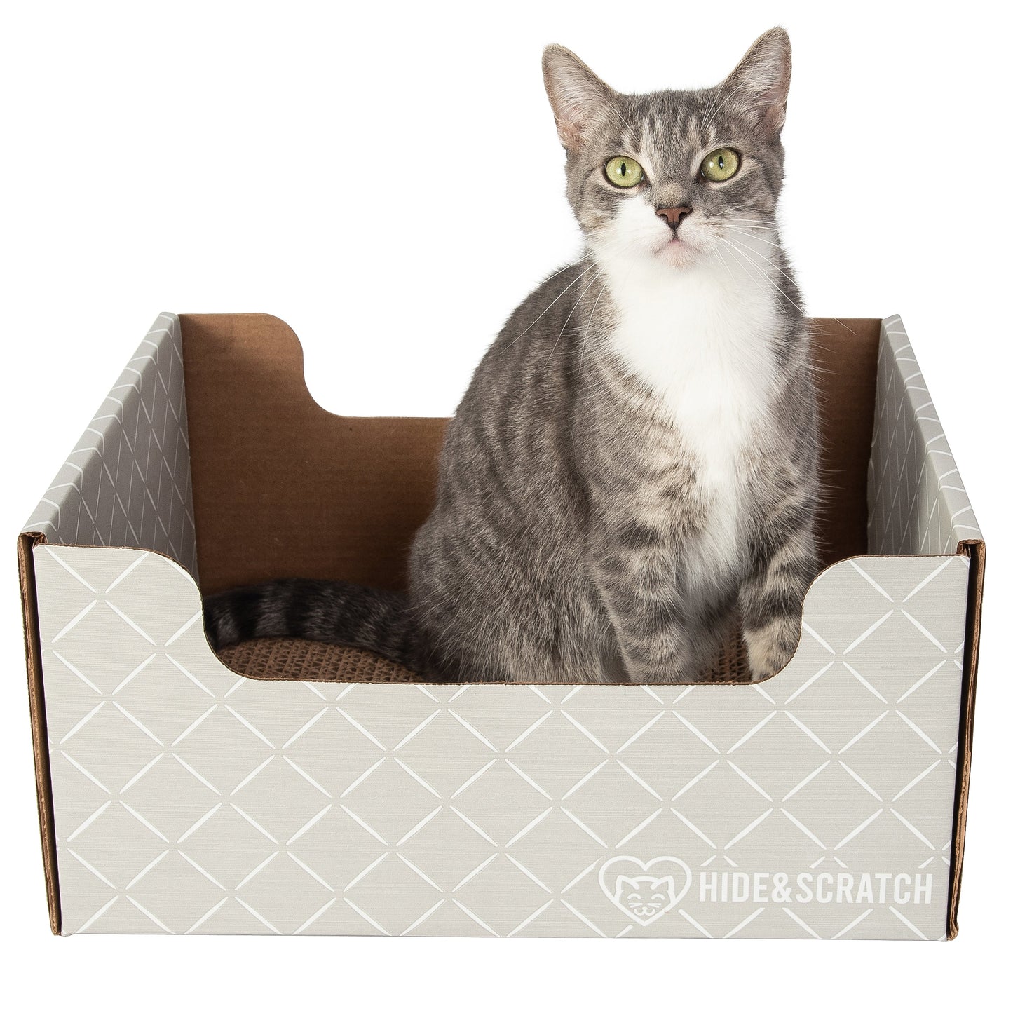 Extra-Large 13" Cat Scratcher Box for Indoor Cats - Hide & Scratch with Deep 7.5" Sides