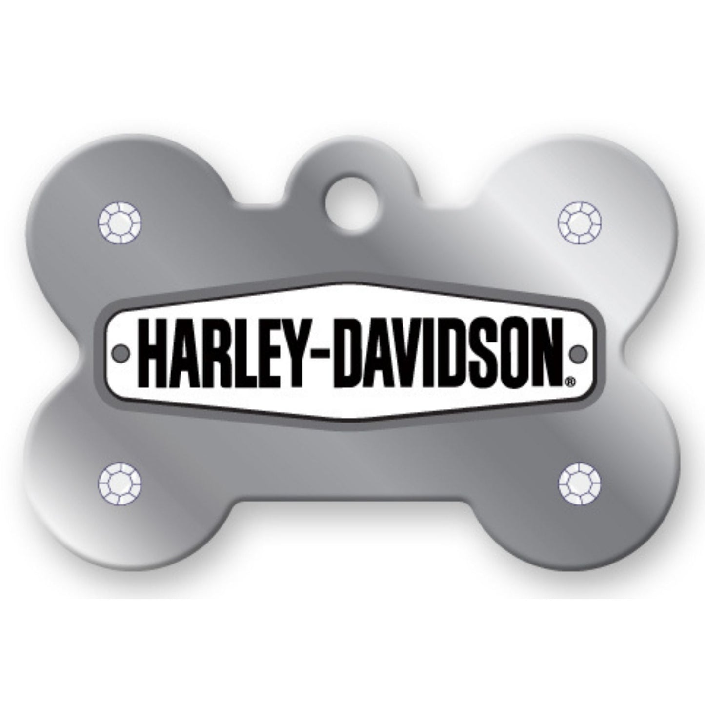 Harley-Davidson Chrome Stones Diva Pet ID Tag - Large Bone