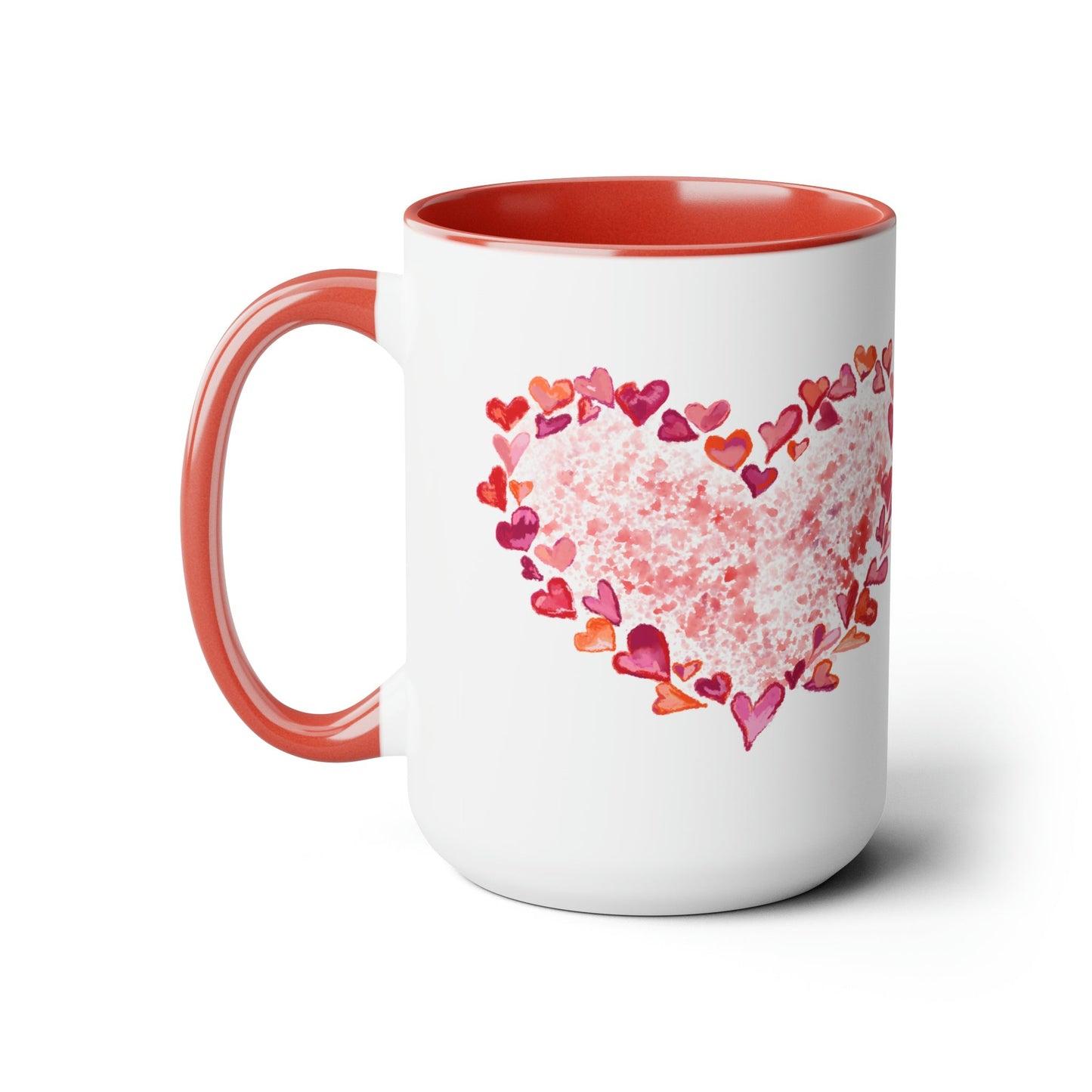 Heart of Hearts Two-Tone Coffee Mugs, 15oz (Two colors)