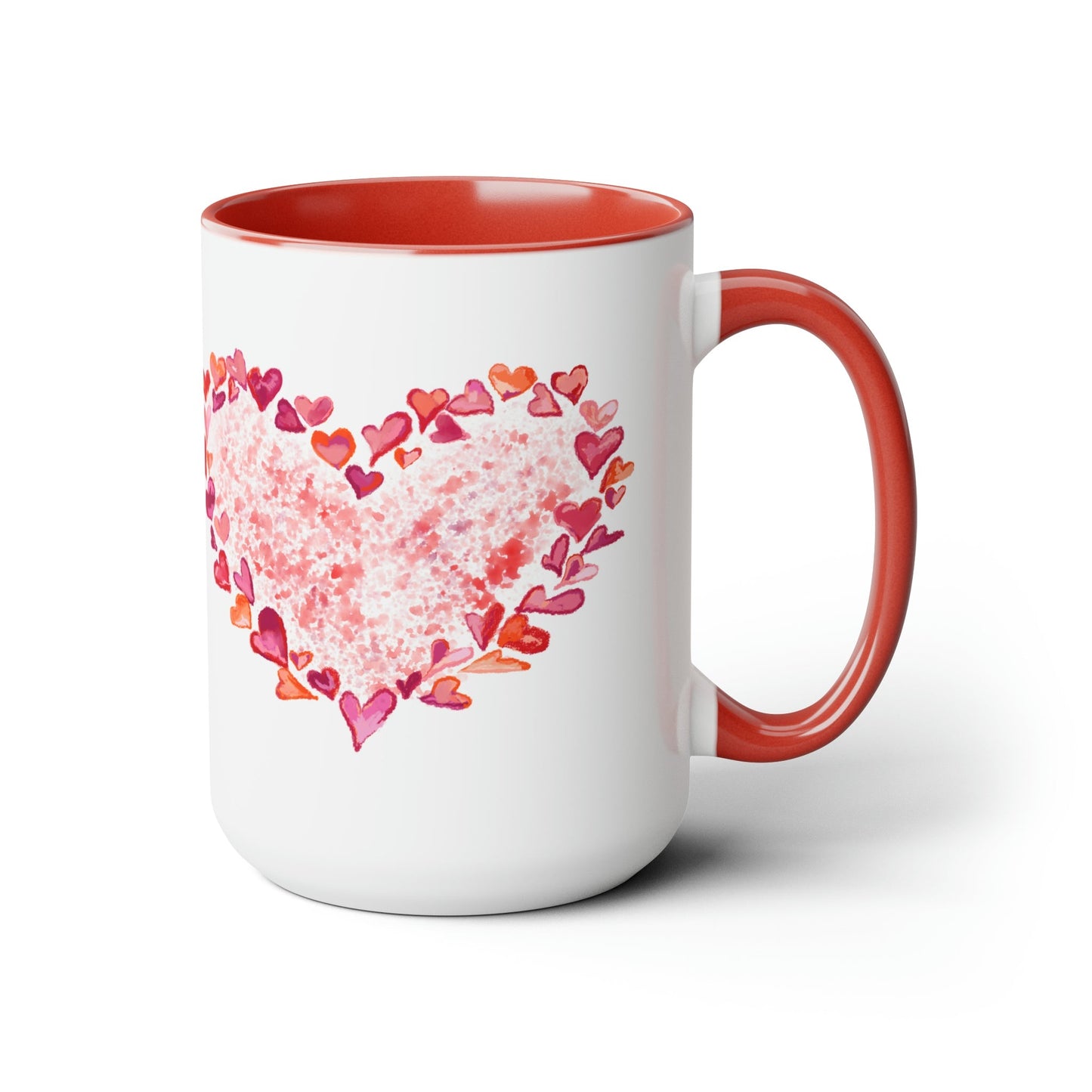 Heart of Hearts Two-Tone Coffee Mugs, 15oz (Two colors)