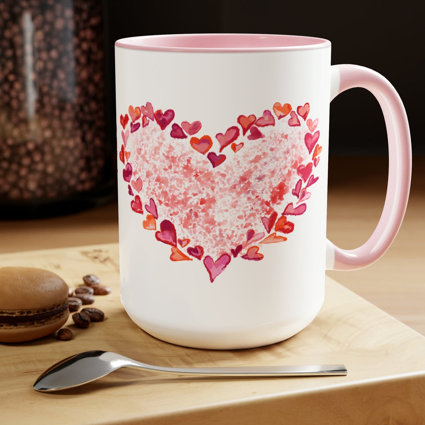 Heart of Hearts Two-Tone Coffee Mugs, 15oz (Two colors)