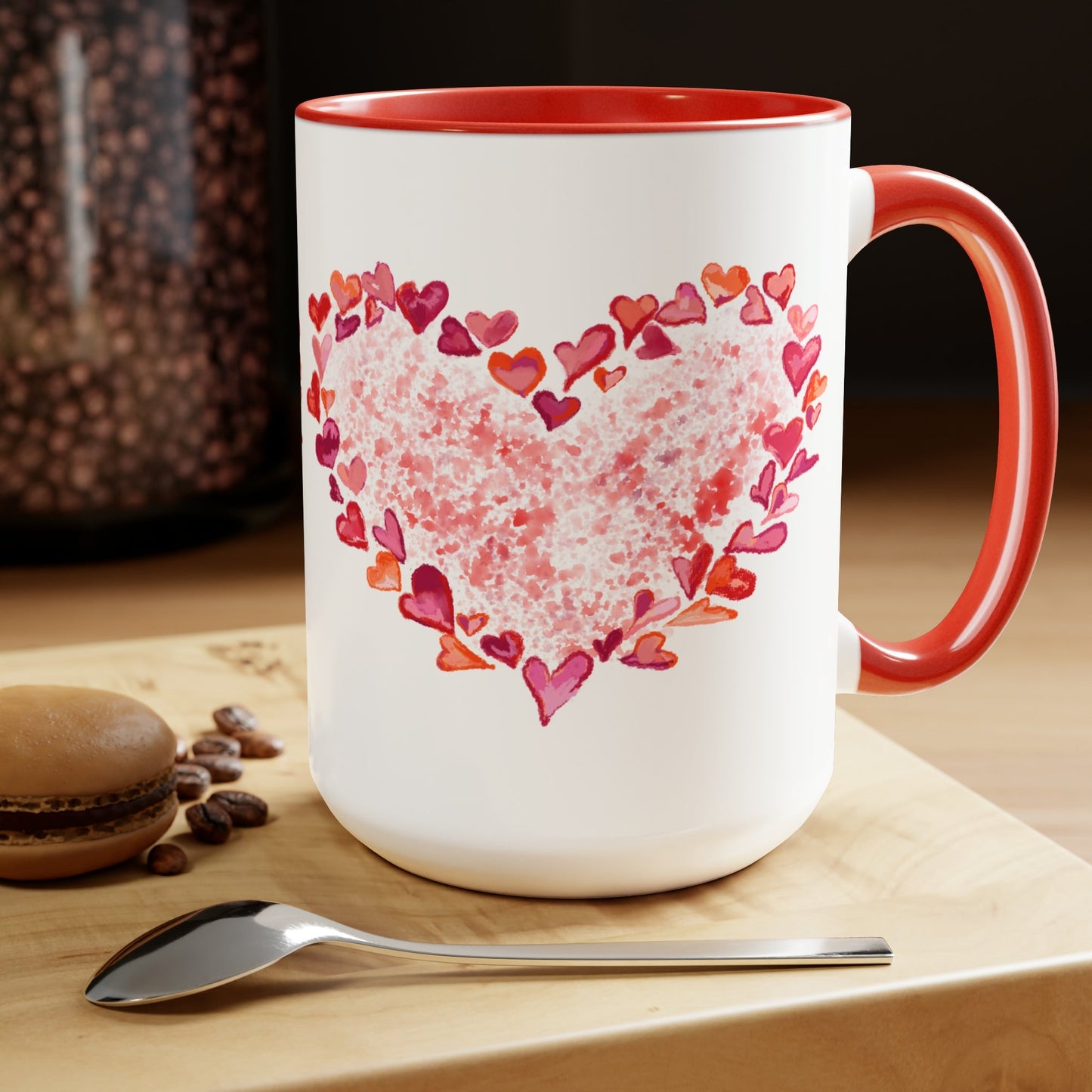 Heart of Hearts Two-Tone Coffee Mugs, 15oz (Two colors)