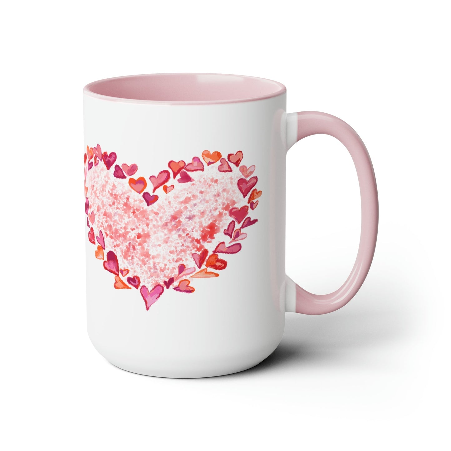 Heart of Hearts Two-Tone Coffee Mugs, 15oz (Two colors)