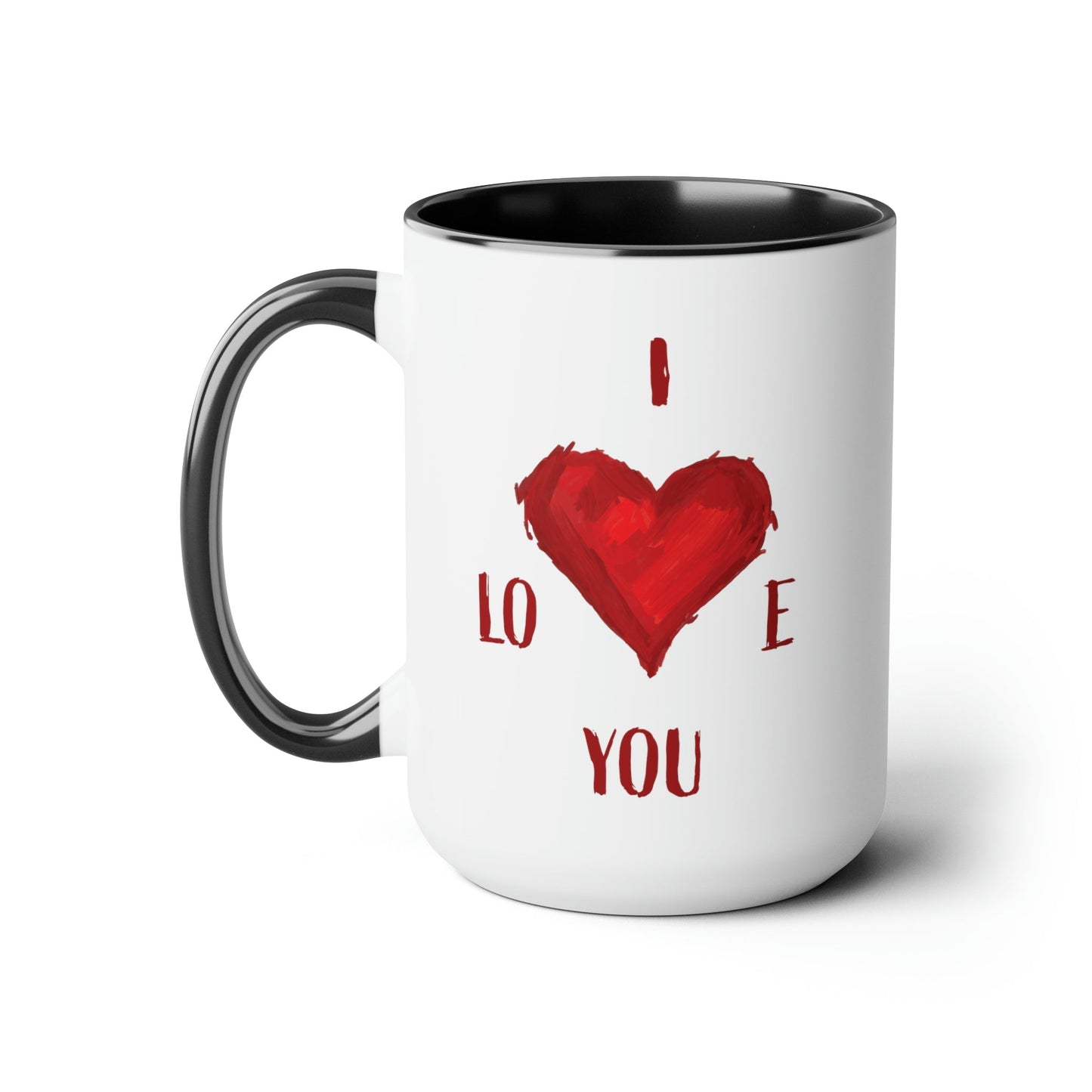 I Love You Two-Tone Coffee Mugs, 15oz