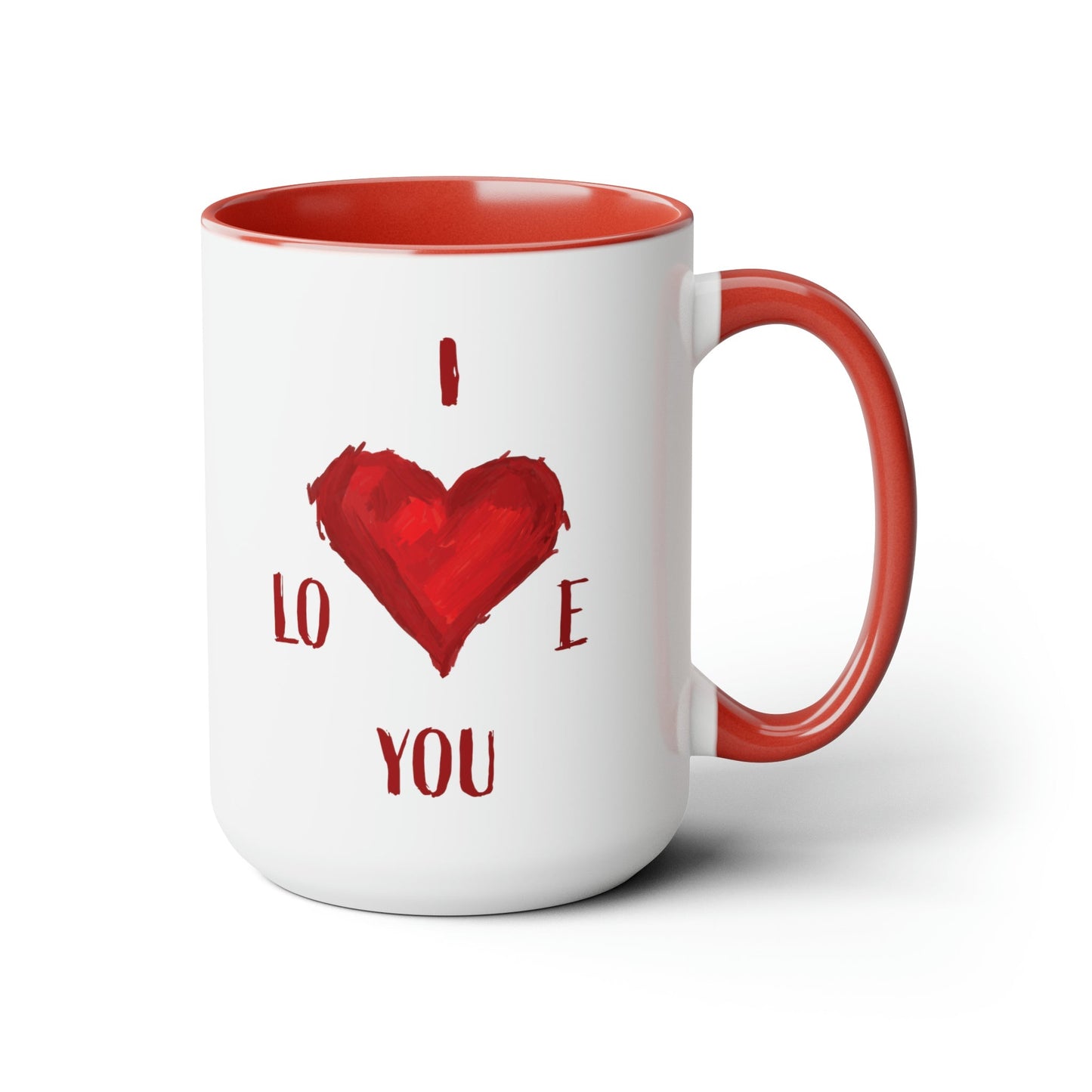 I Love You Two-Tone Coffee Mugs, 15oz