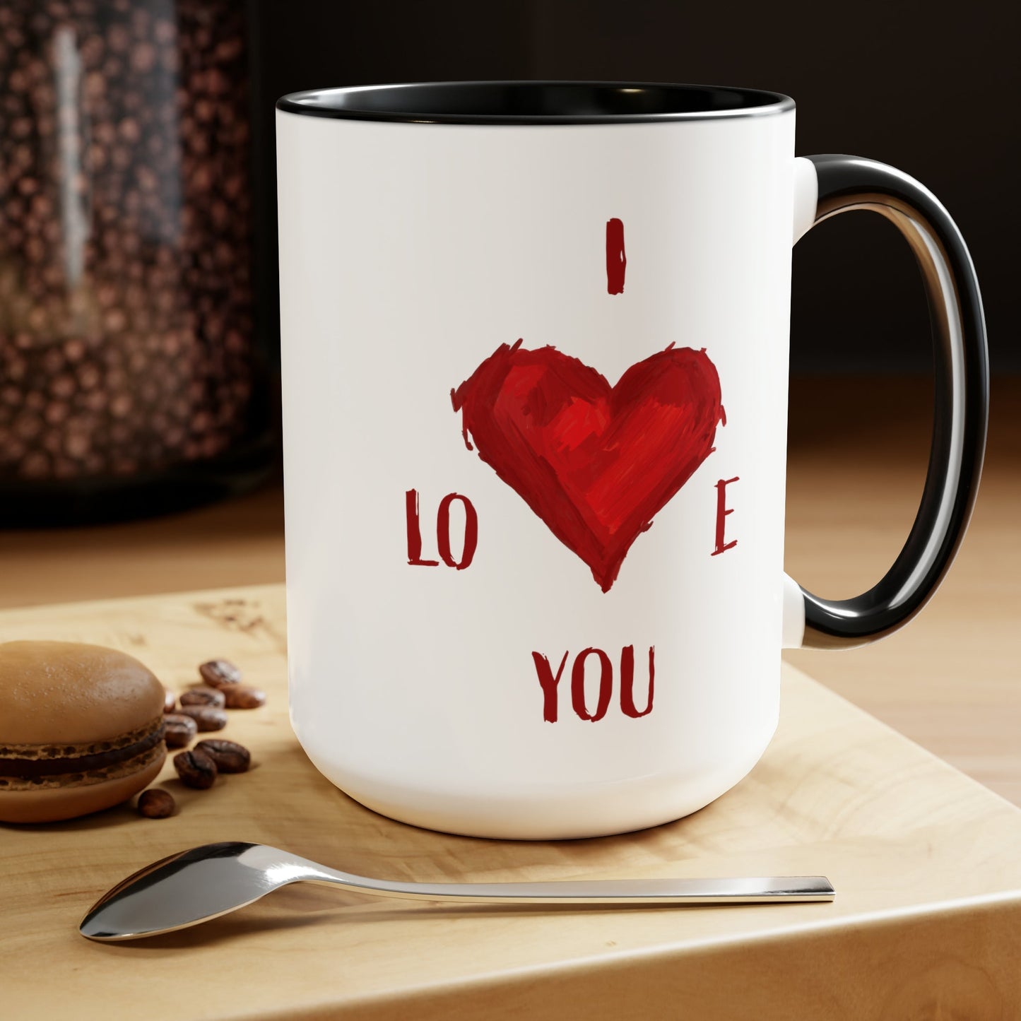 I Love You Two-Tone Coffee Mugs, 15oz