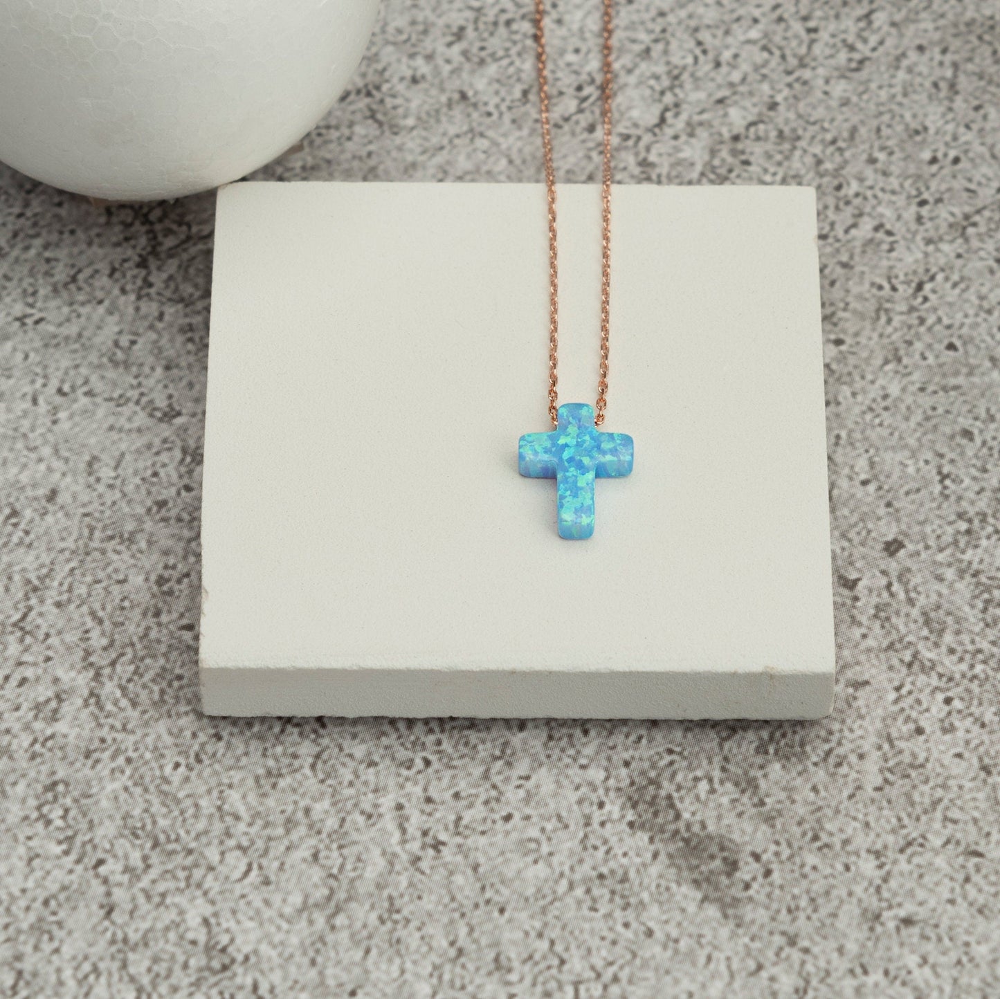 Opal Cross Necklace Blue Opal or White Opal Cross Necklace