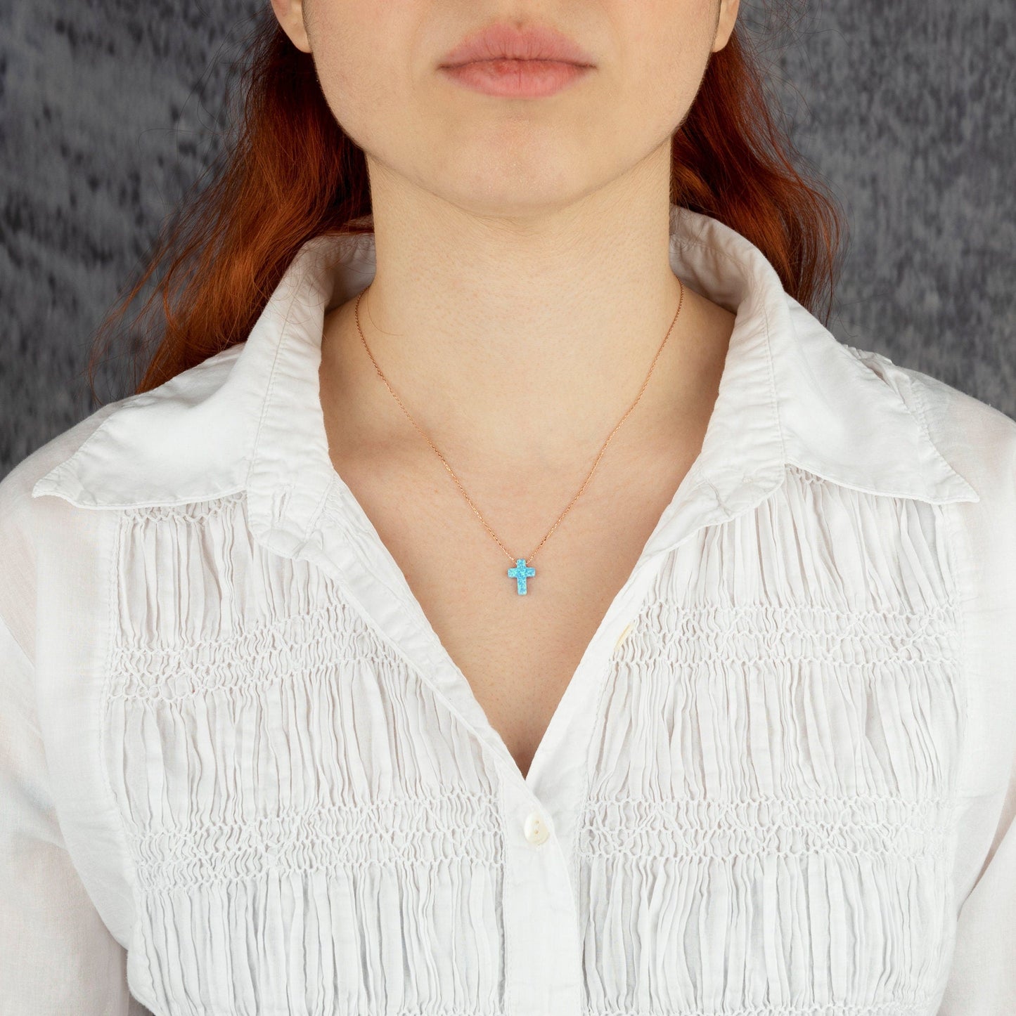 Opal Cross Necklace Blue Opal or White Opal Cross Necklace