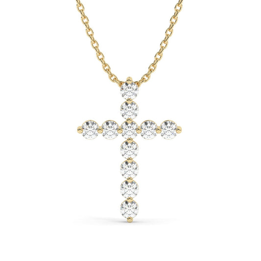 1 CT Floating Diamond Cross Necklace