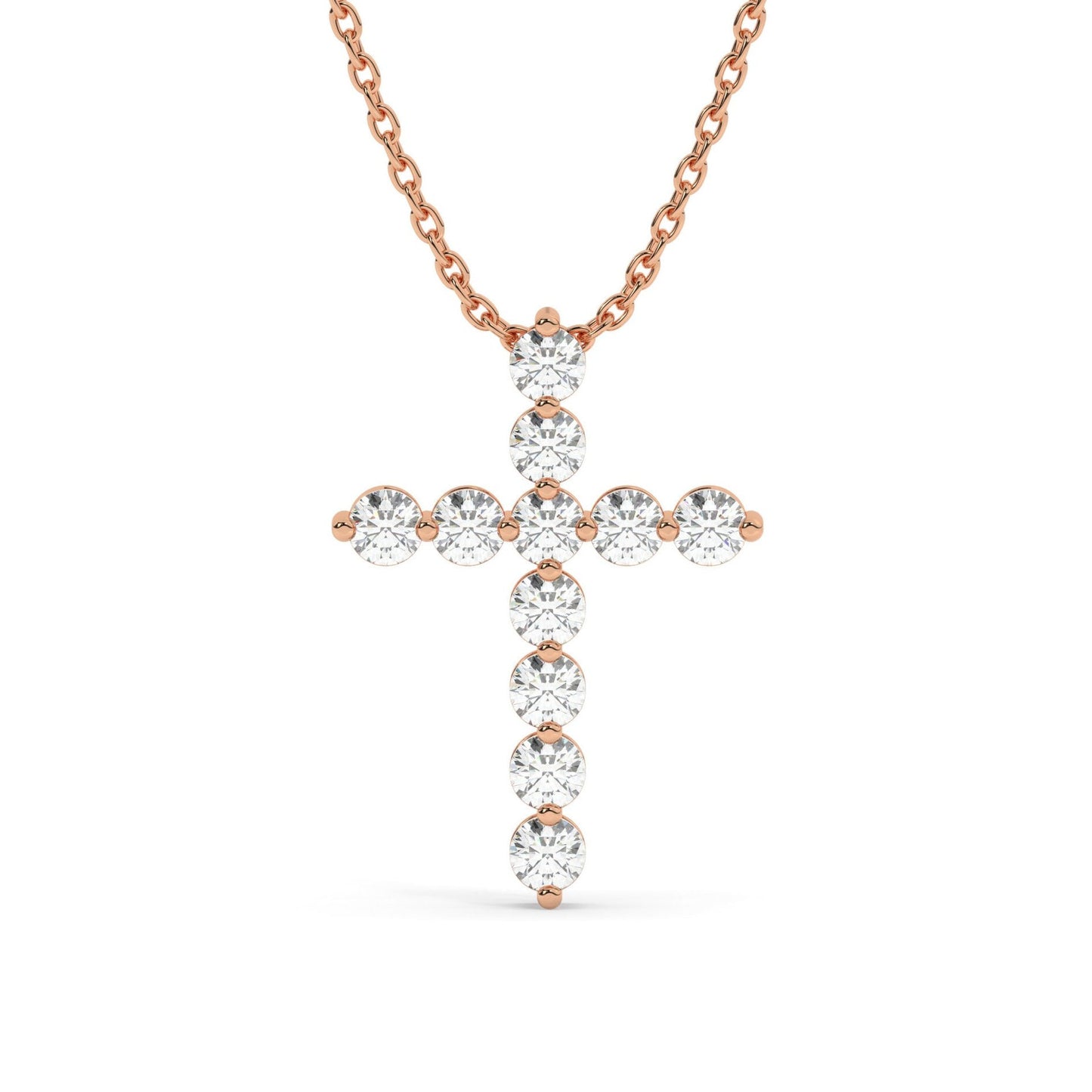 1 CT Floating Diamond Cross Necklace